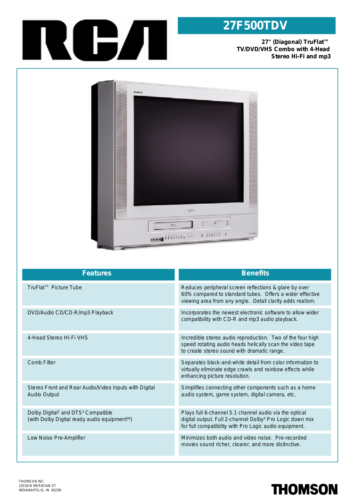 RCA 27F500TDV User Manual