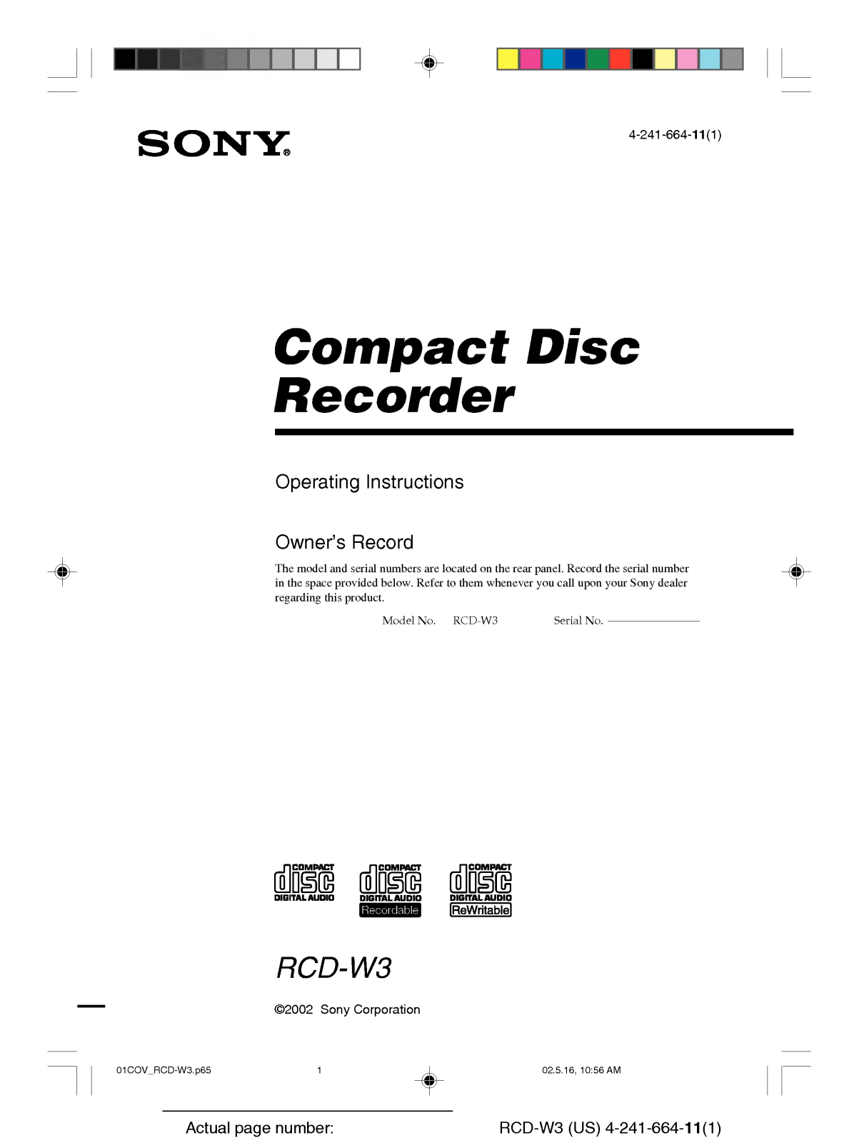 LG RCD-W3 User Manual