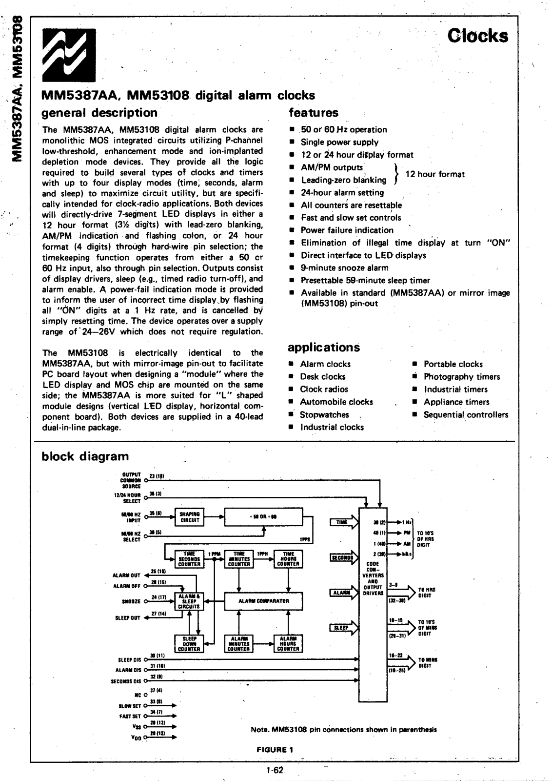 NSC MM5387AAN, MM53108N Datasheet