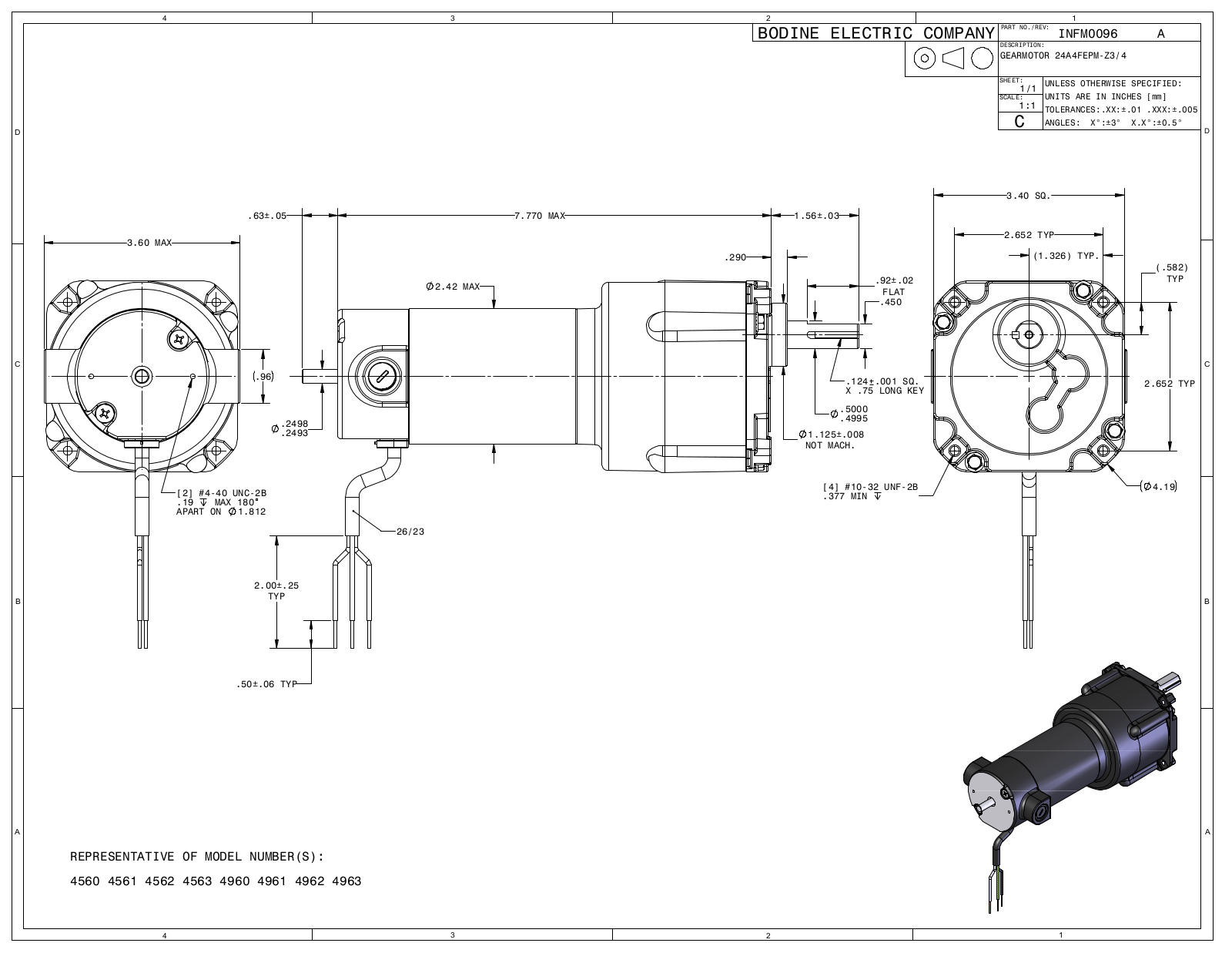 Bodine 4560, 4561, 4562, 4563, 4960 Reference Drawing