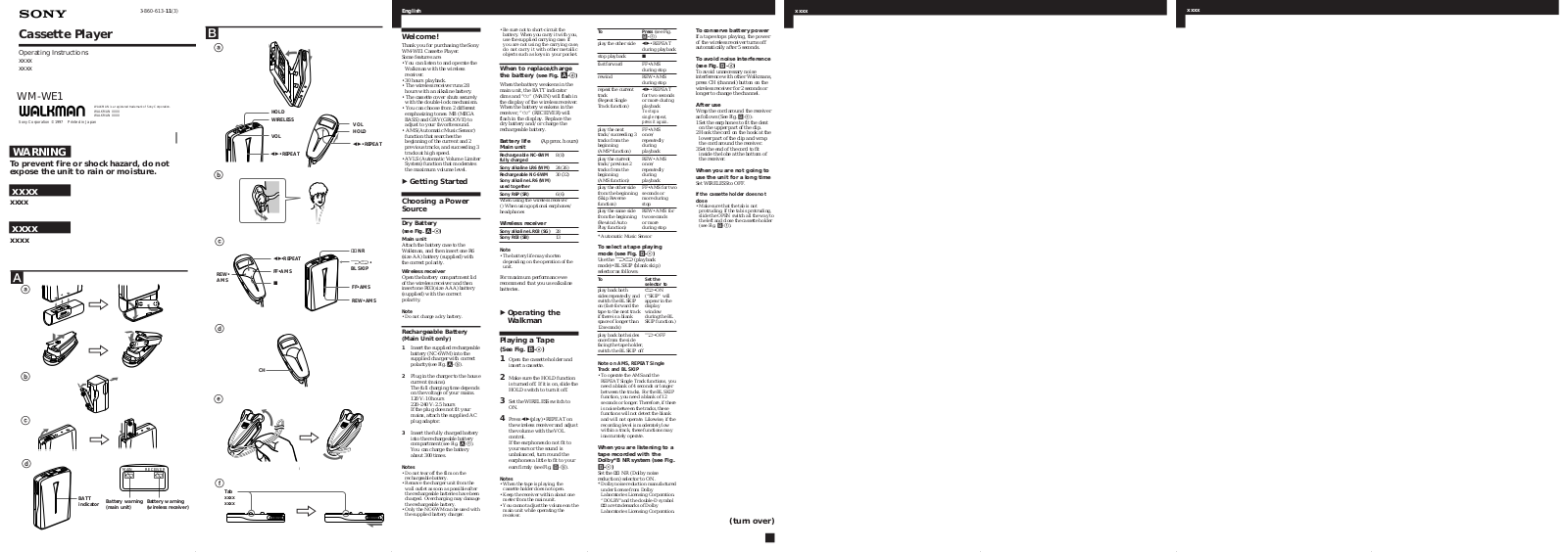 Sony WM-WE1 Operating Manual