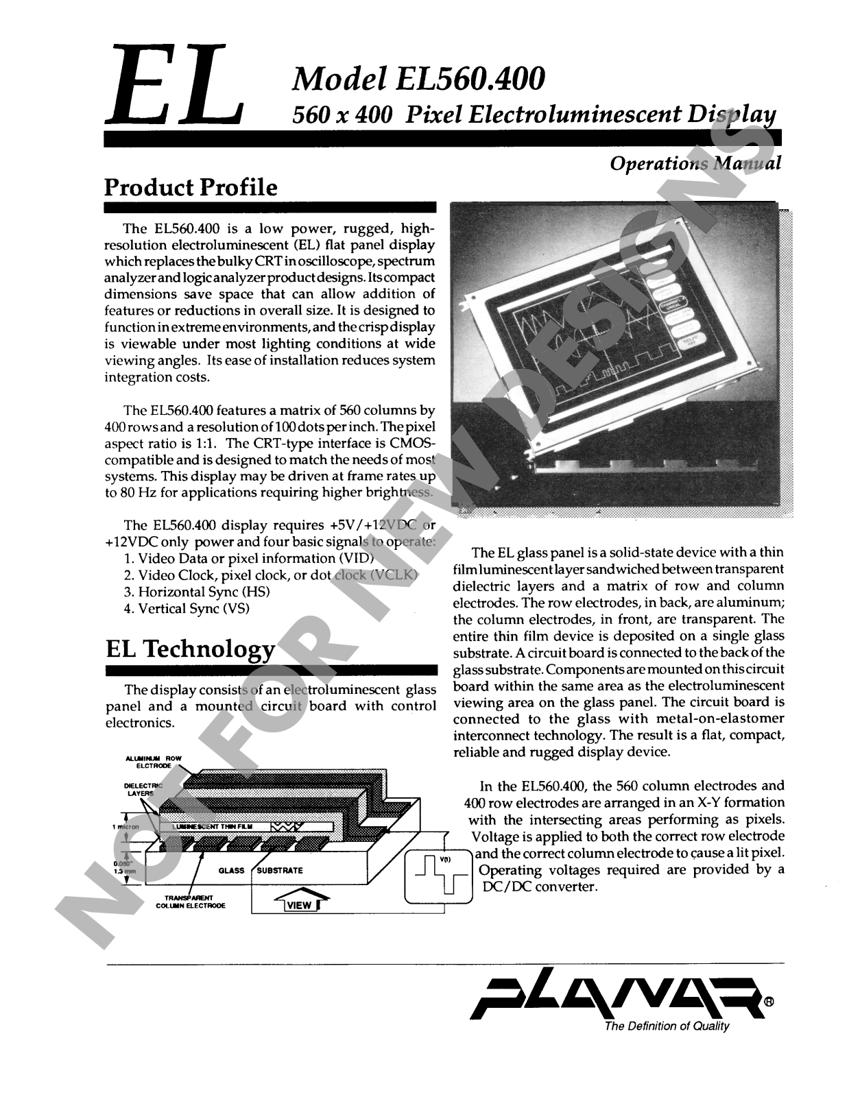 Planar EL560.400 User Manual