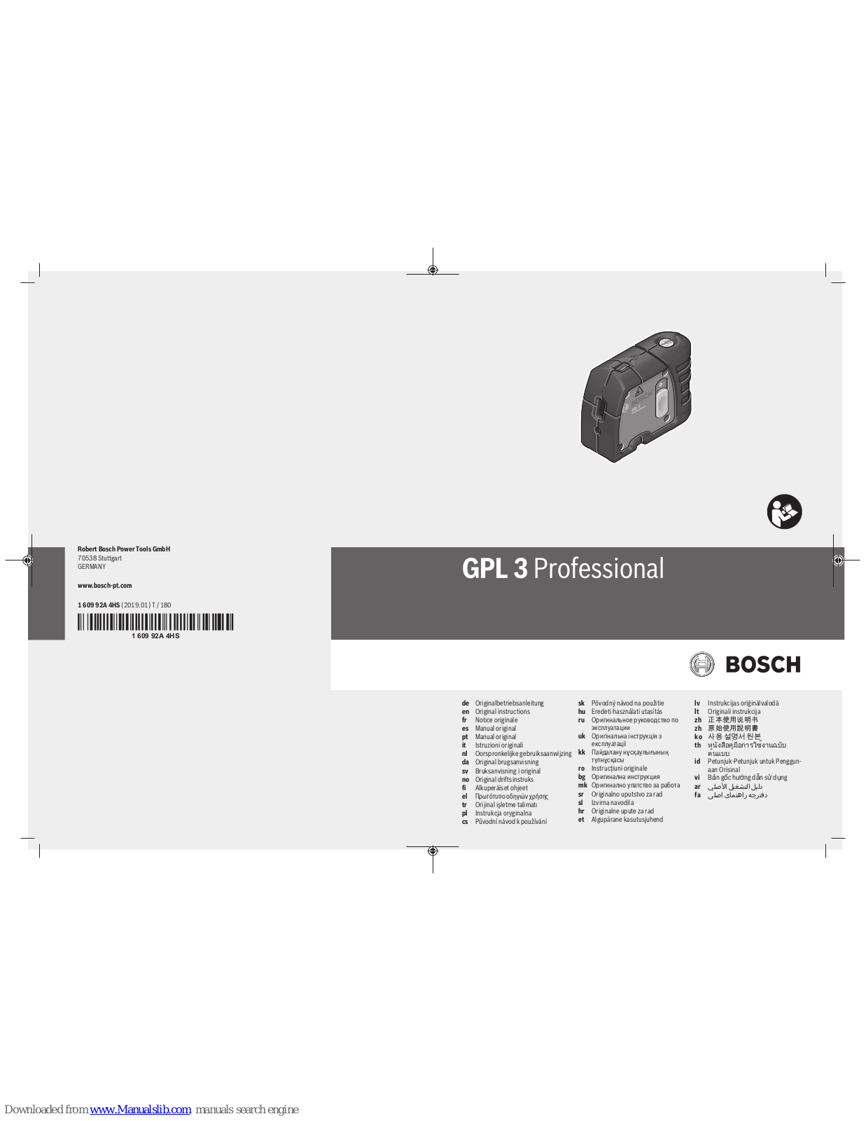 Bosch GPL 3 Professional, GPL 5 Professional Original Instructions Manual