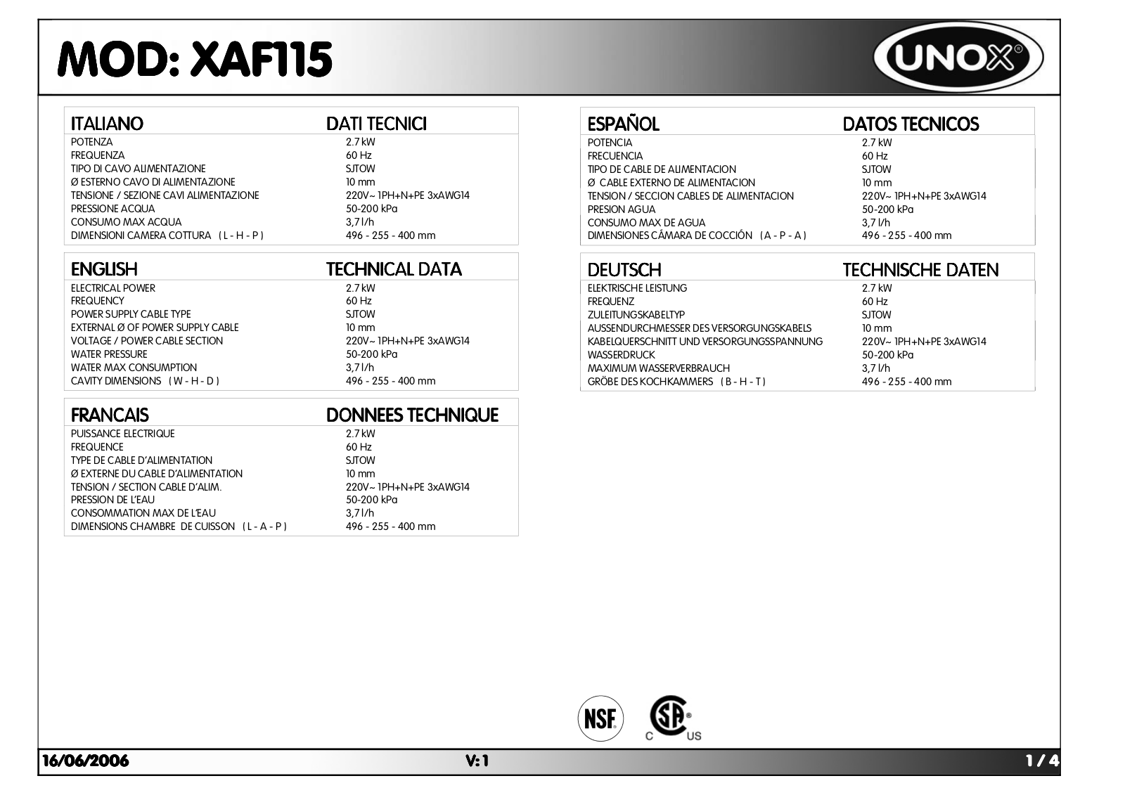 Cadco XAFT-115 Manuel de service