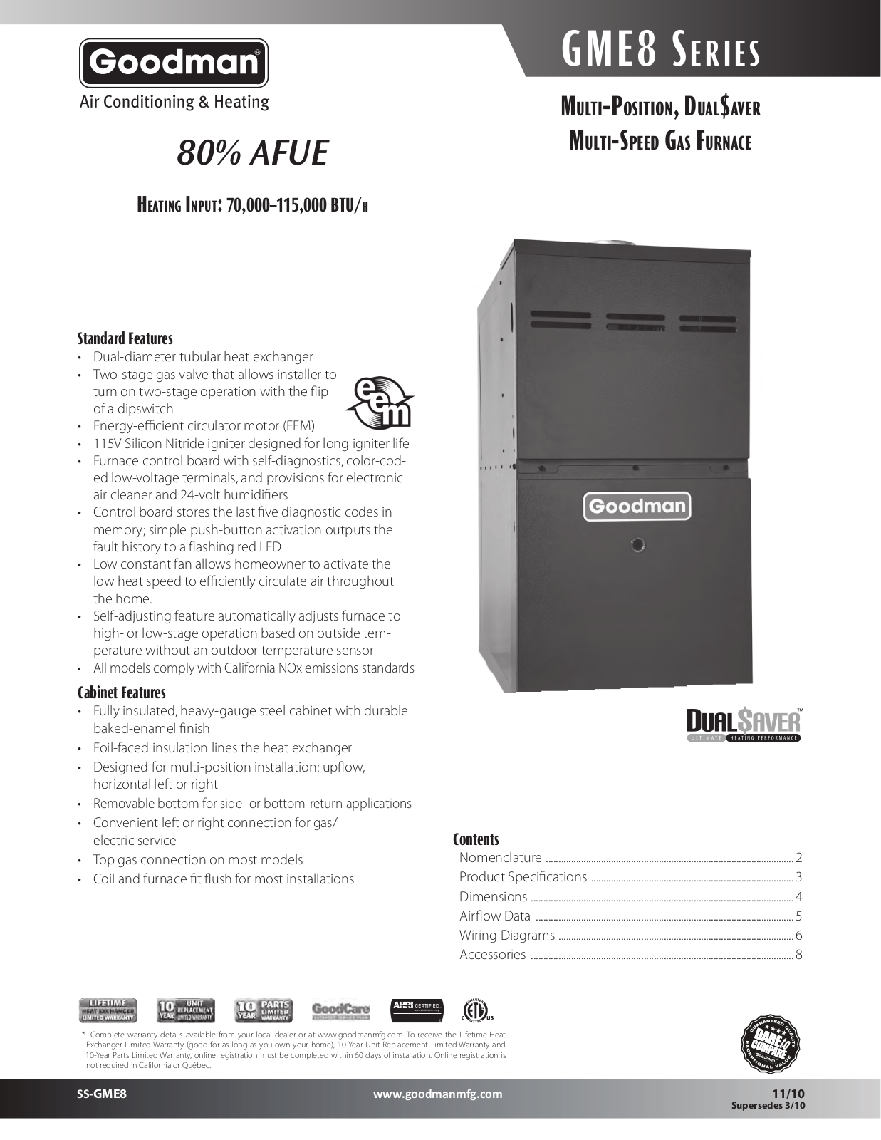 Goodman Mfg SS-GME8 User Manual