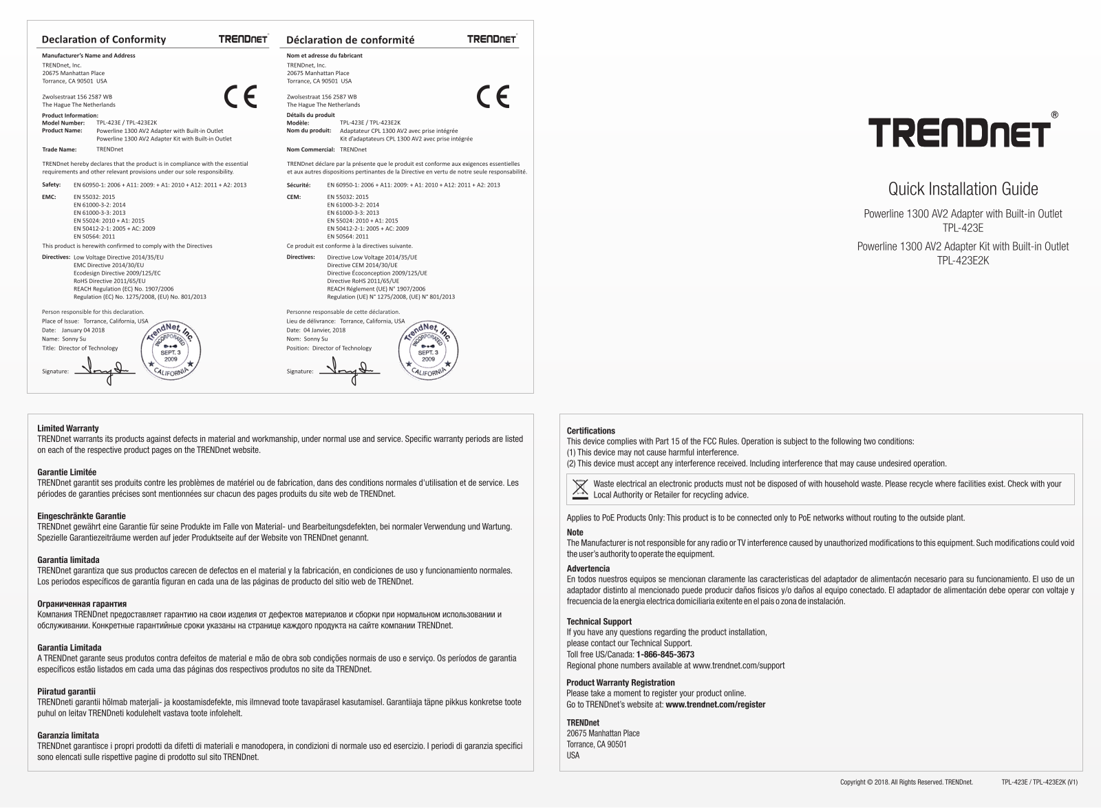 TRENDnet TPL-423E, TPL-423E2K Installation Guide