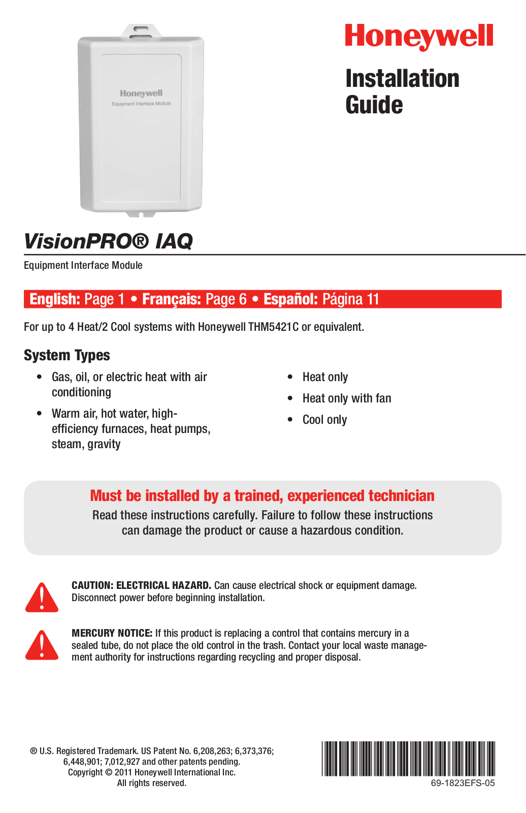 Honeywell thm5421c Installation Manual