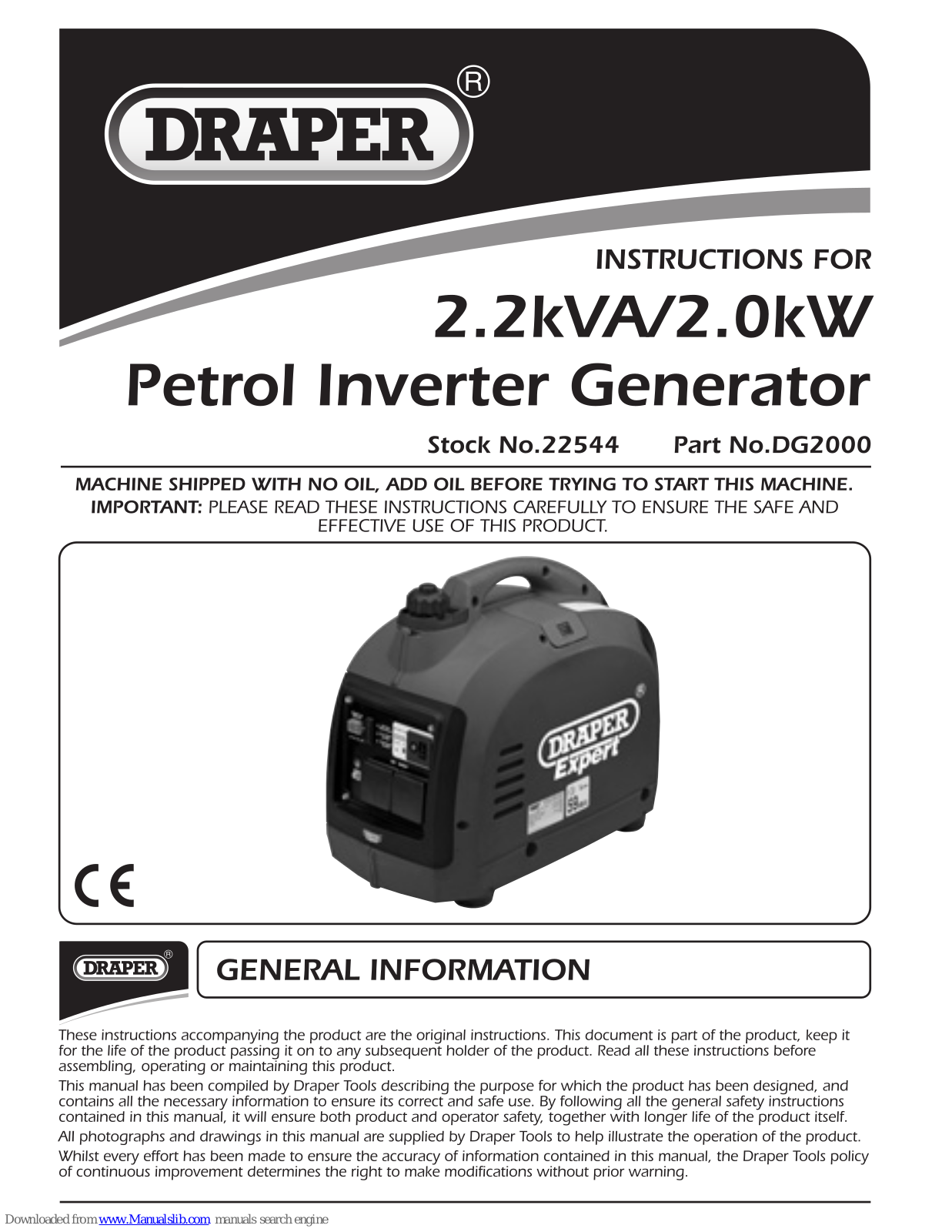 Draper DG2000 Instructions Manual - ManualMachine.com
