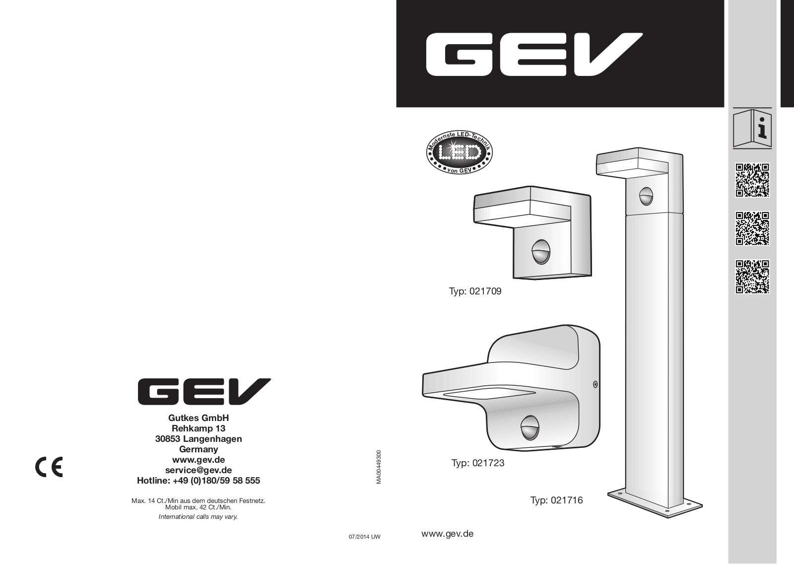 GEV 021709, 021716, 021723 User guide