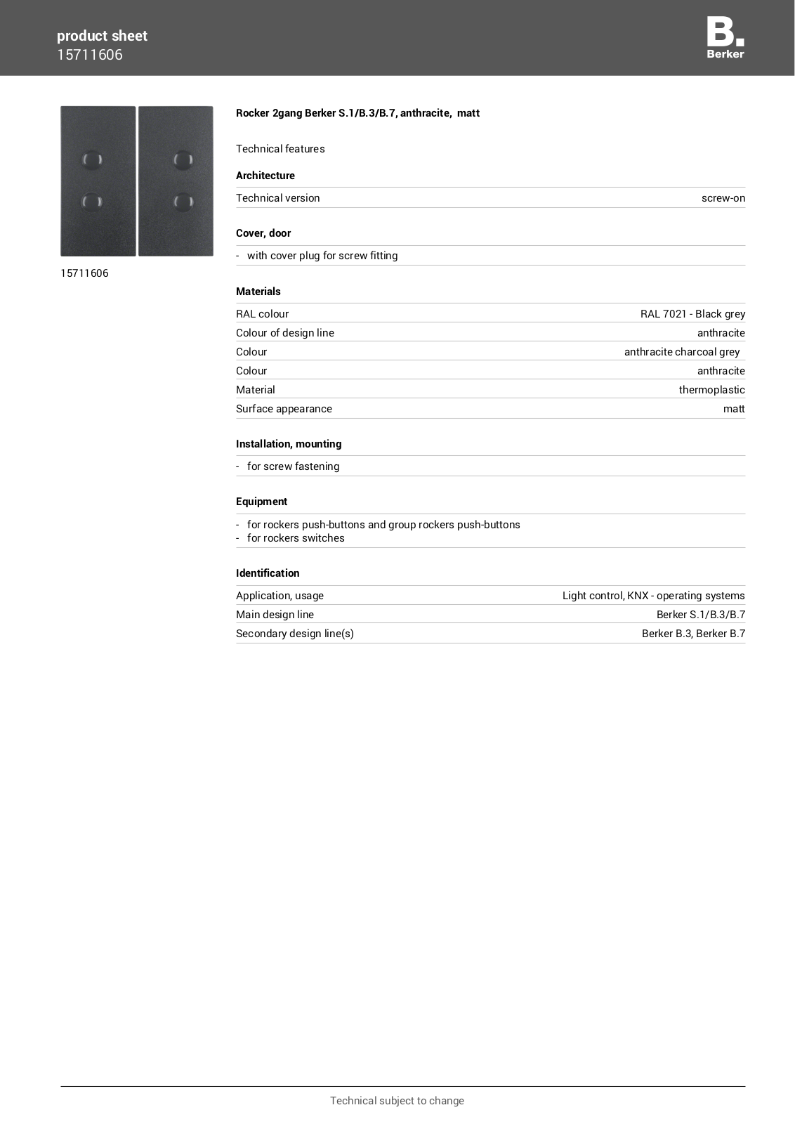 Berker 15711606 User Manual