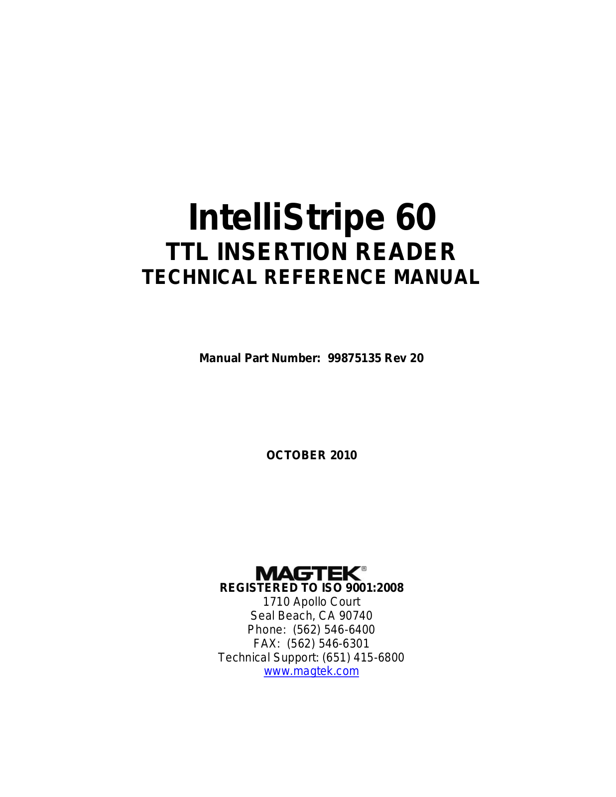 MagTek IntelliStripe 60 User Manual