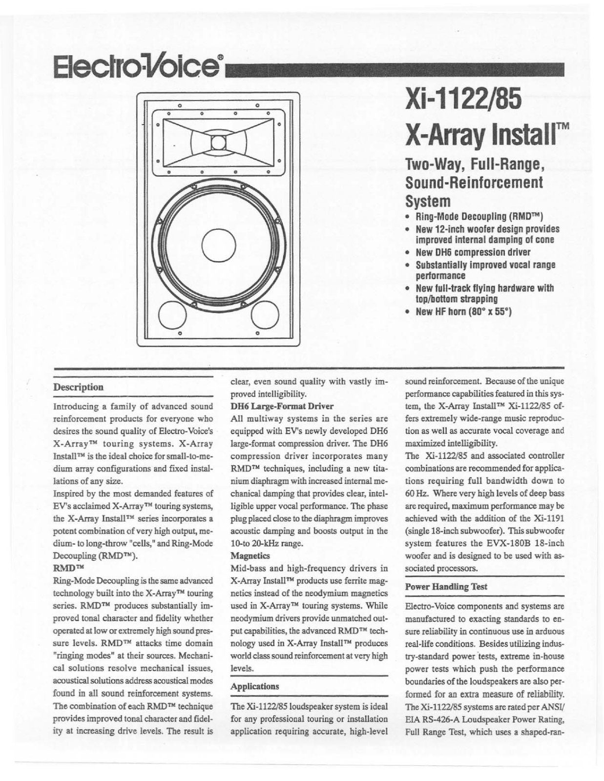 Electro-Voice X-Array Install Xi-1122-85 User Manual