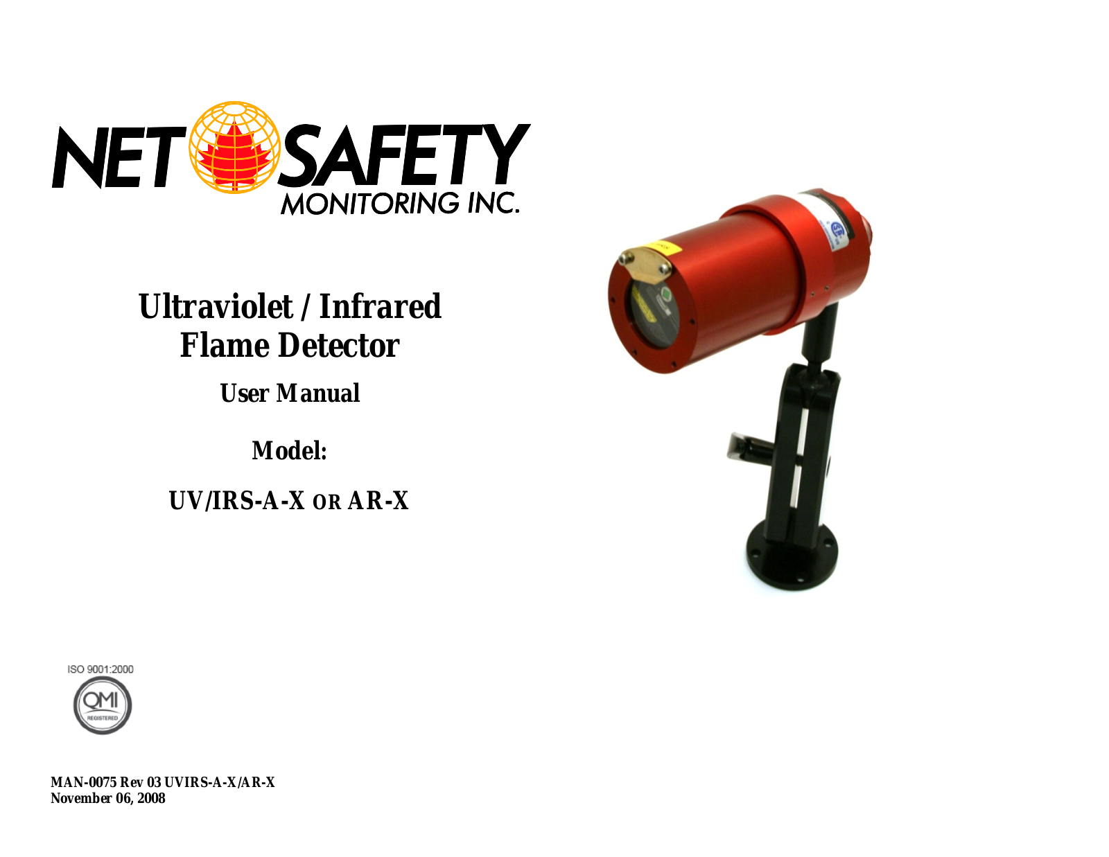 Net Safety Monitoring UV-IRS-A-X Operating Manual