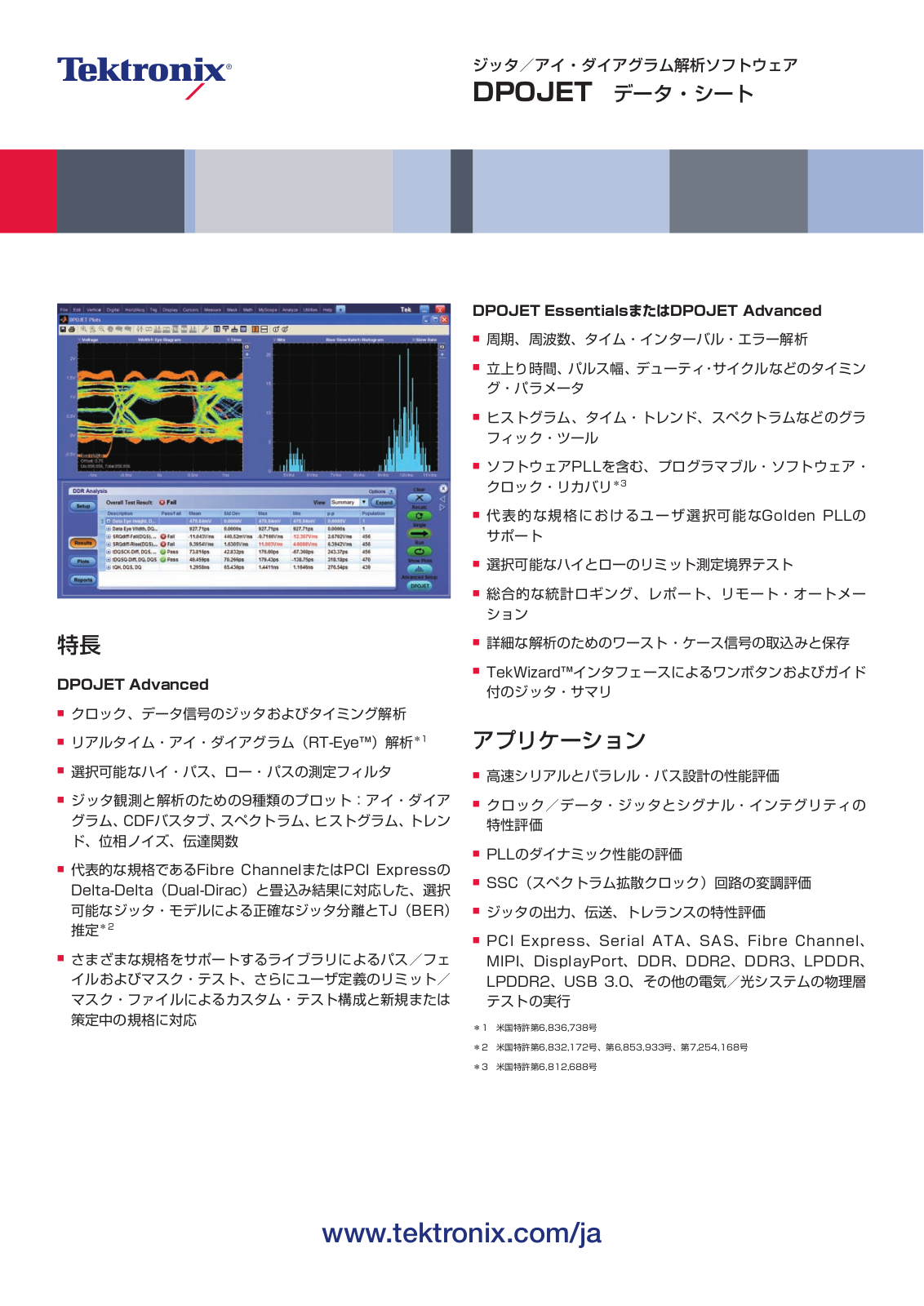 Tektronix DPOJET DATASHEET