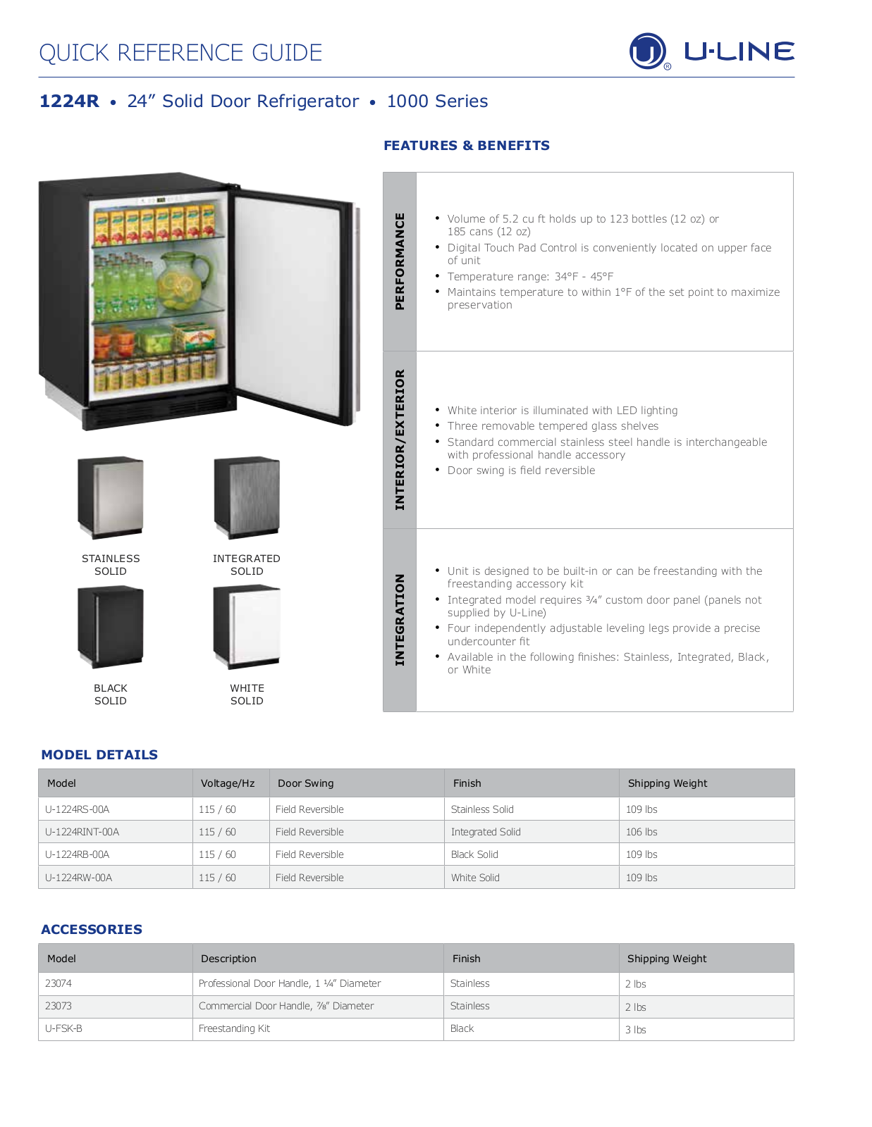 U-Line U-1224RB-00A User Manual