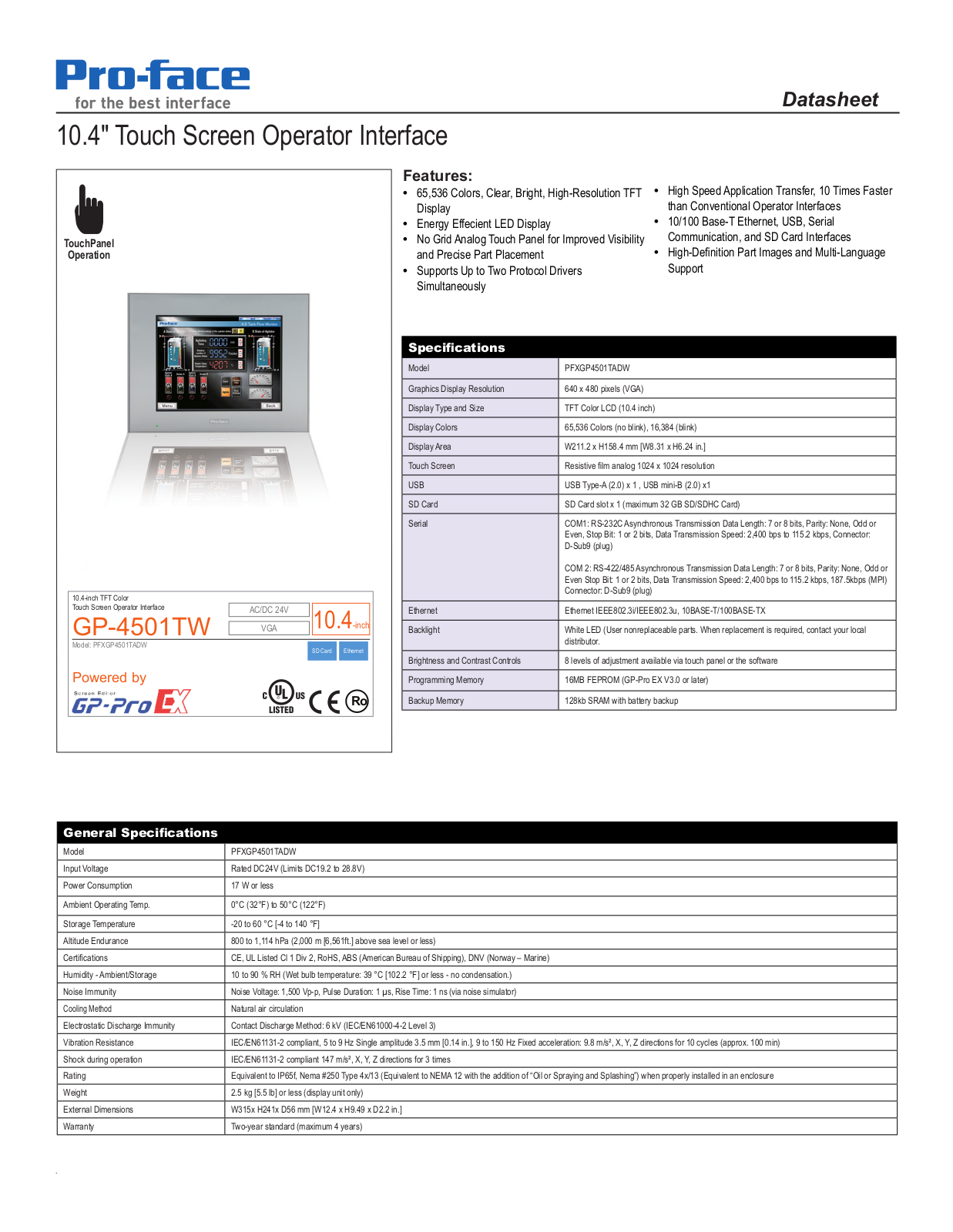 Proface GP4500 User Manual