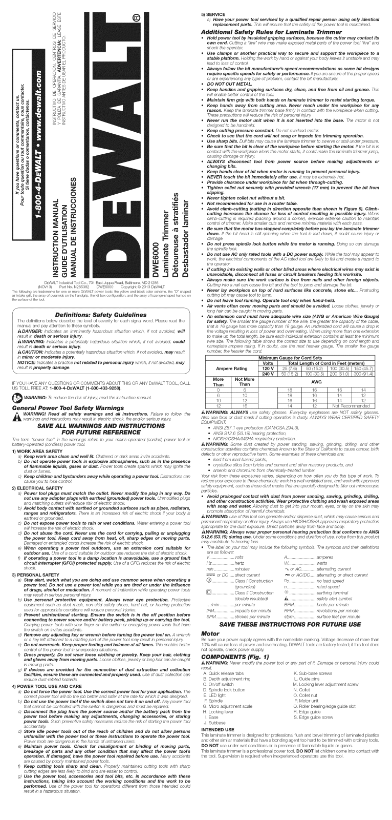 DeWalt DWE6000 TYPE 1 Owner’s Manual - ManualMachine.com