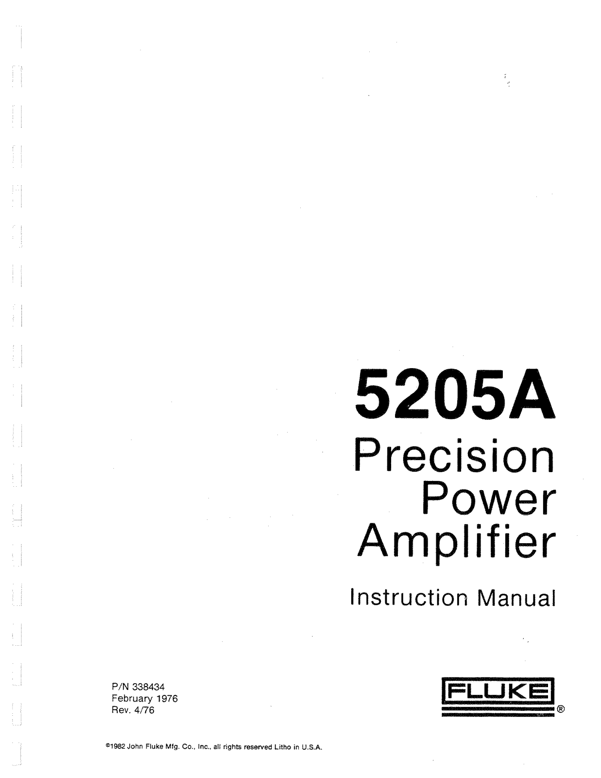 Fluke 5205A User Manual