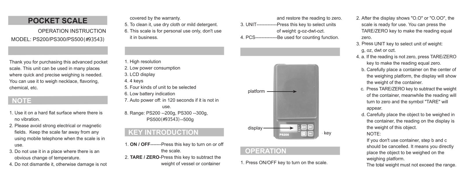 Harbor Freight Tools Digital Pocket Scale Product manual