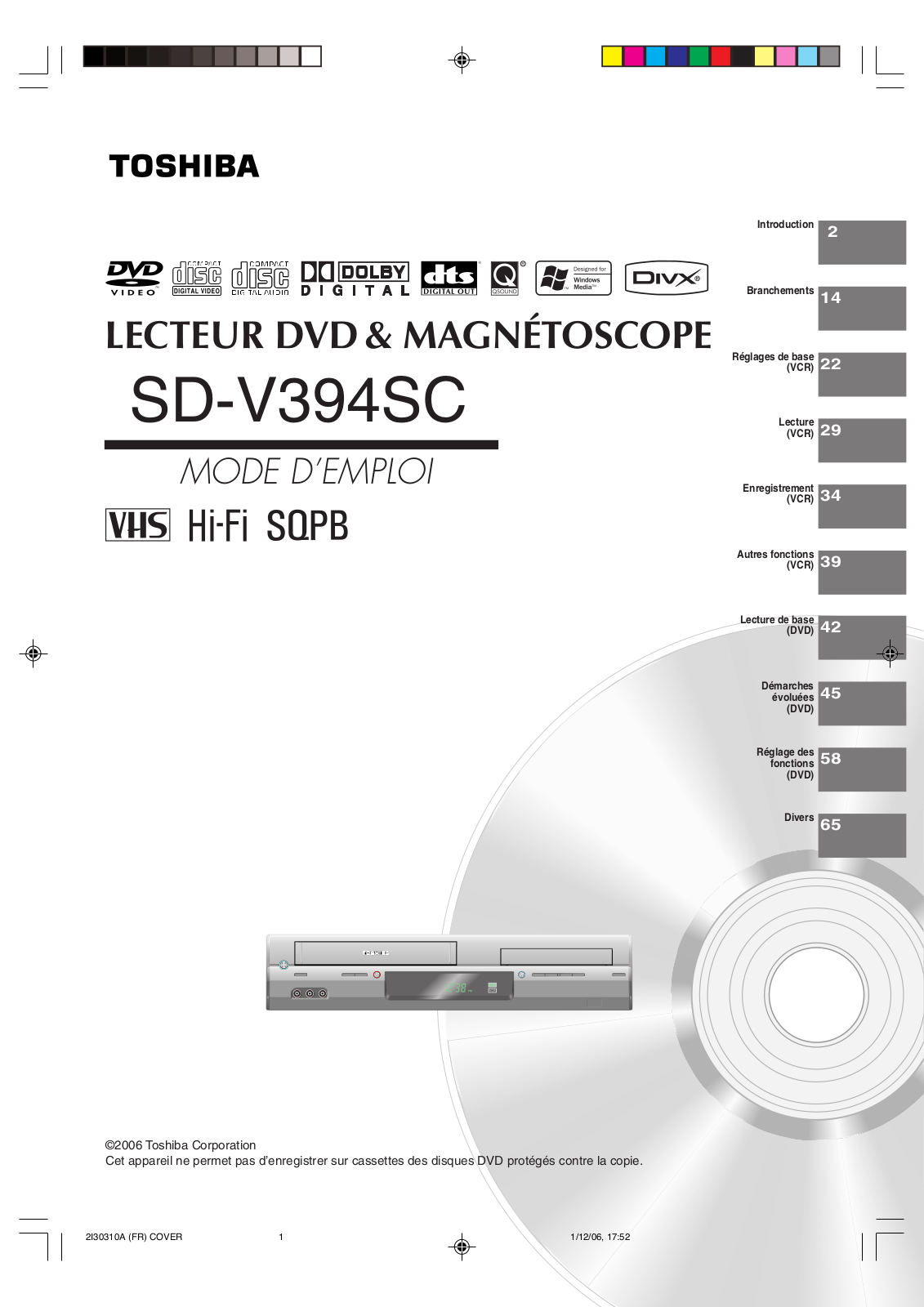 Toshiba SD-V394SC User Manual