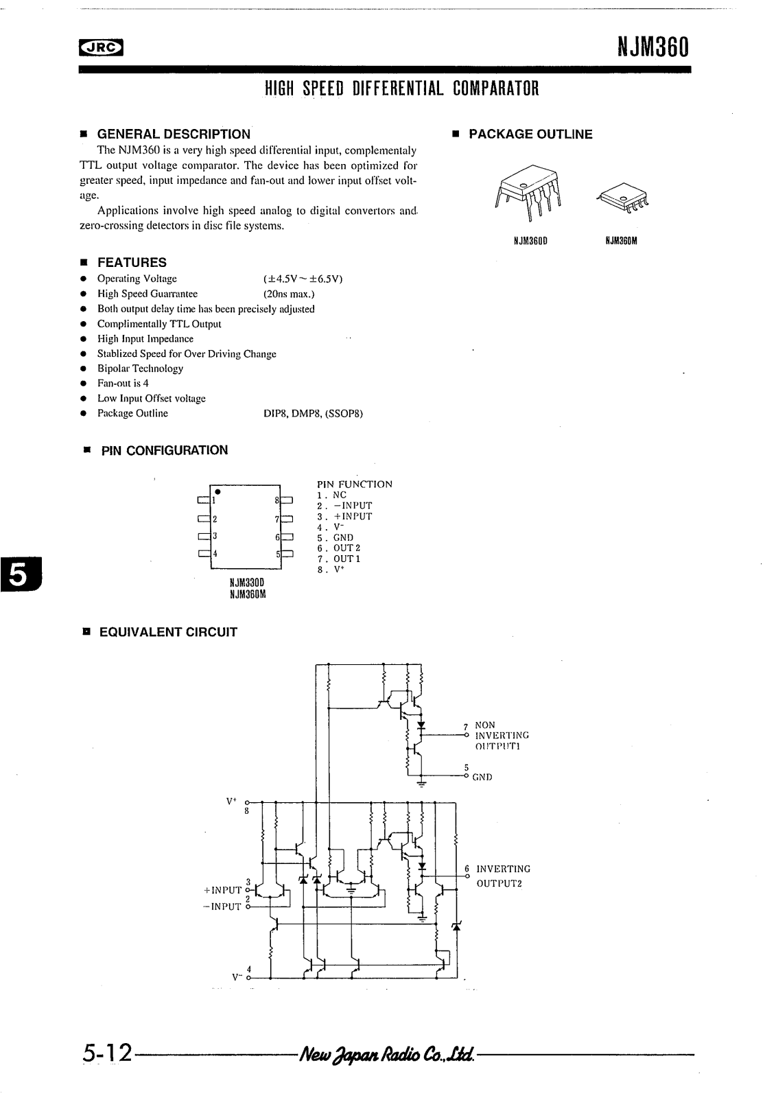 JRC NJM360M, NJM360D Datasheet