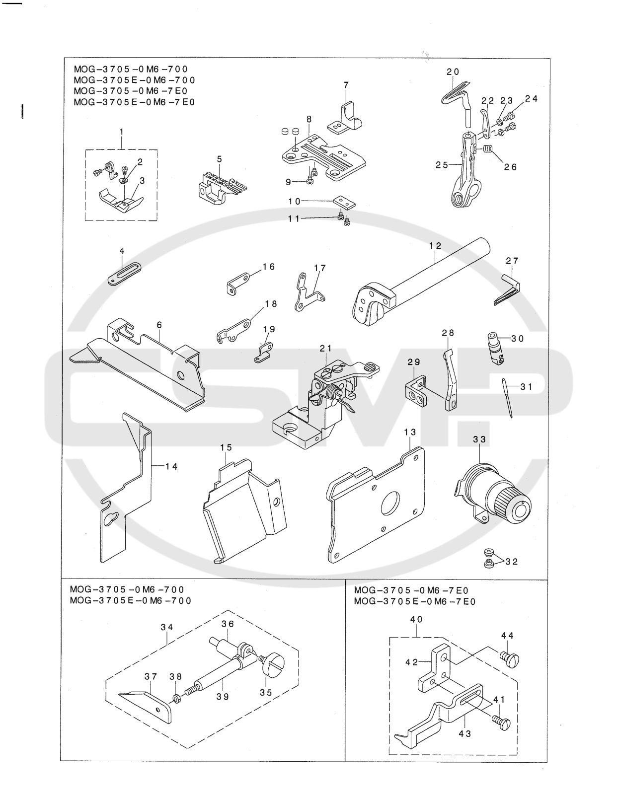 Juki MOG-3705-O, MOG-3705-E Parts Book