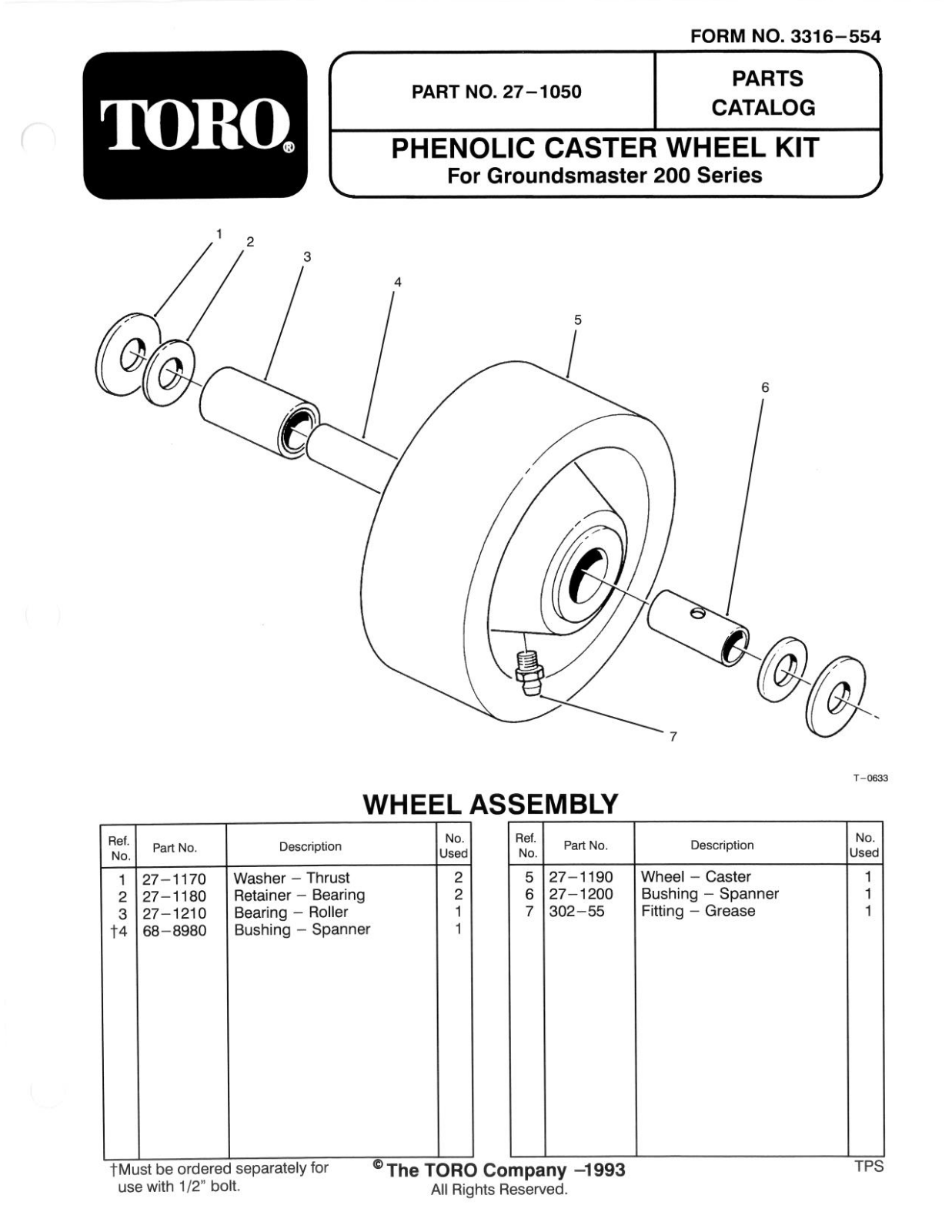 Toro 27-1050 Parts Catalogue