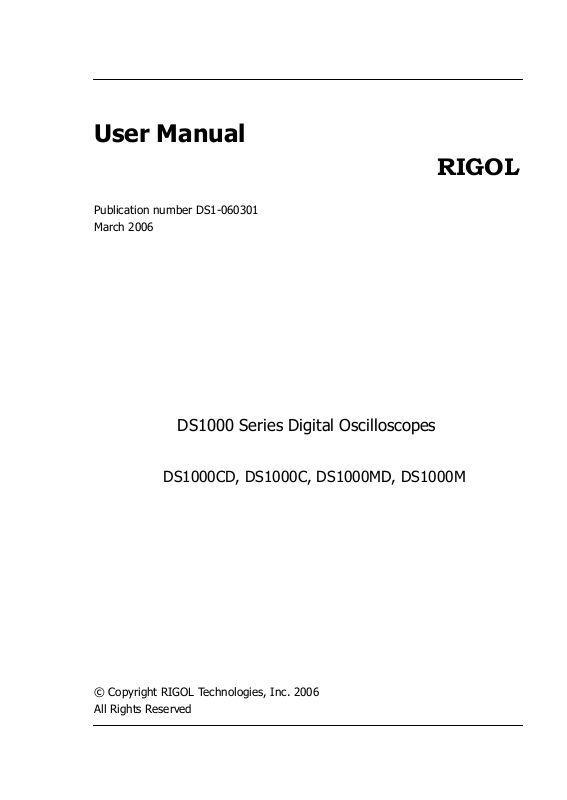 Rigol DS1000CD, DS1000C, DS1000MD, DS1000M User Guide