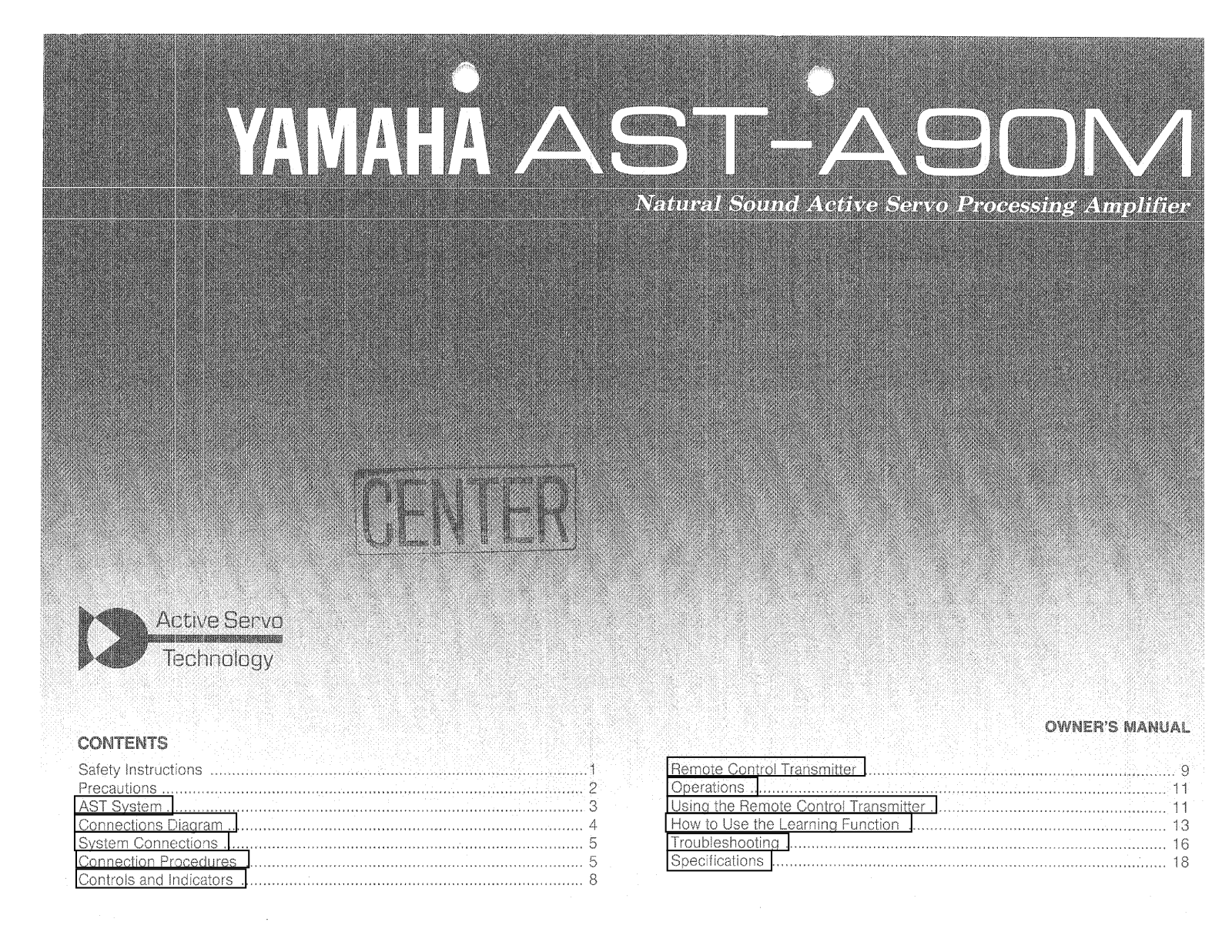 Yamaha AST-A90M Owner Manual