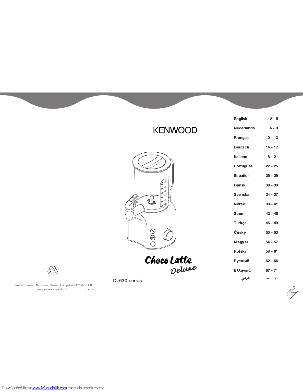 Kenwood Choco Latte Deluxe, Choco Latte Deluxe CL630 series Quick Manual