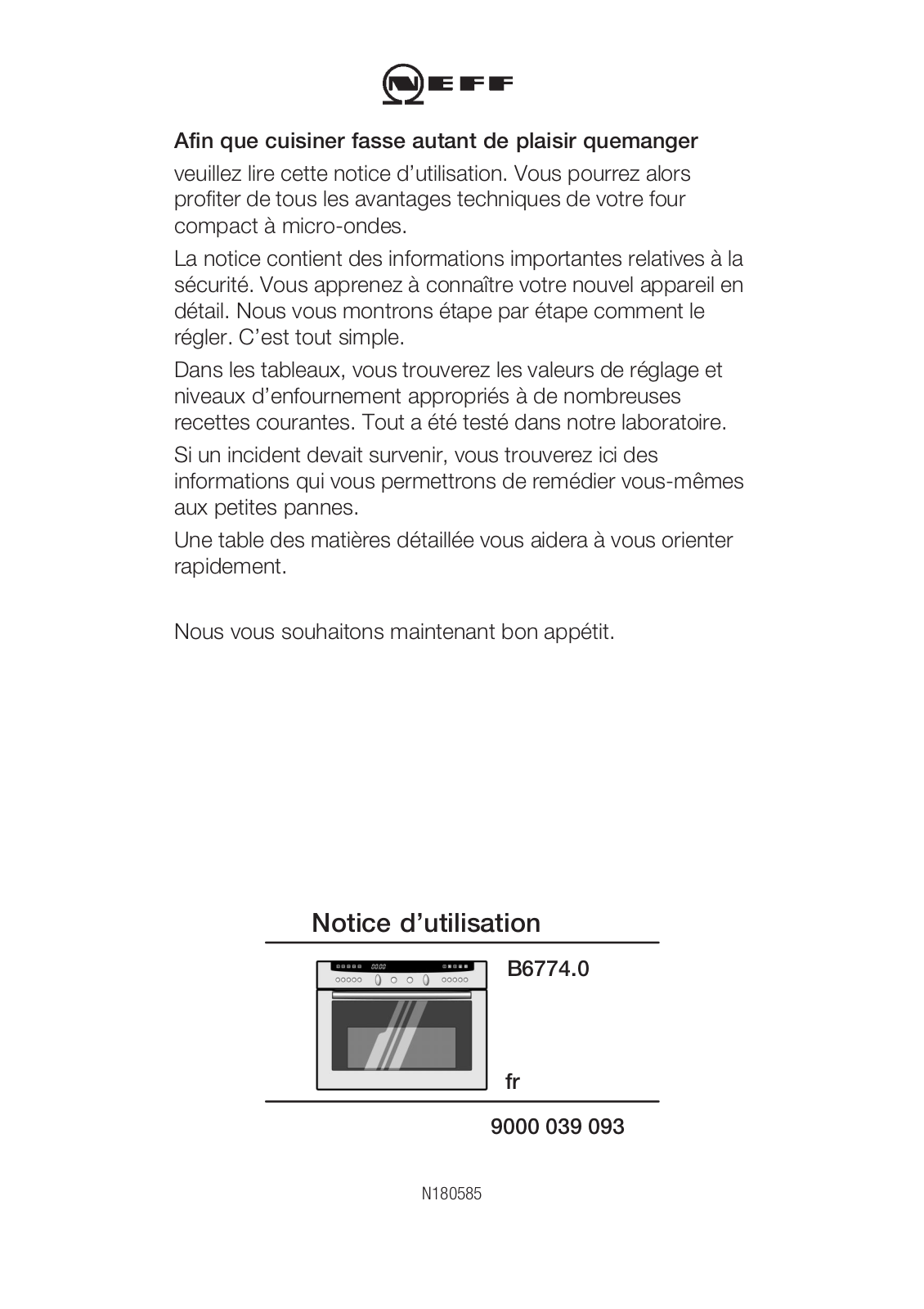 NEFF B6774W0 User Manual