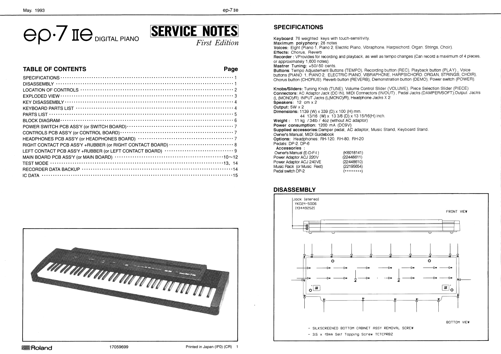 Roland EP-7IIe Schematic