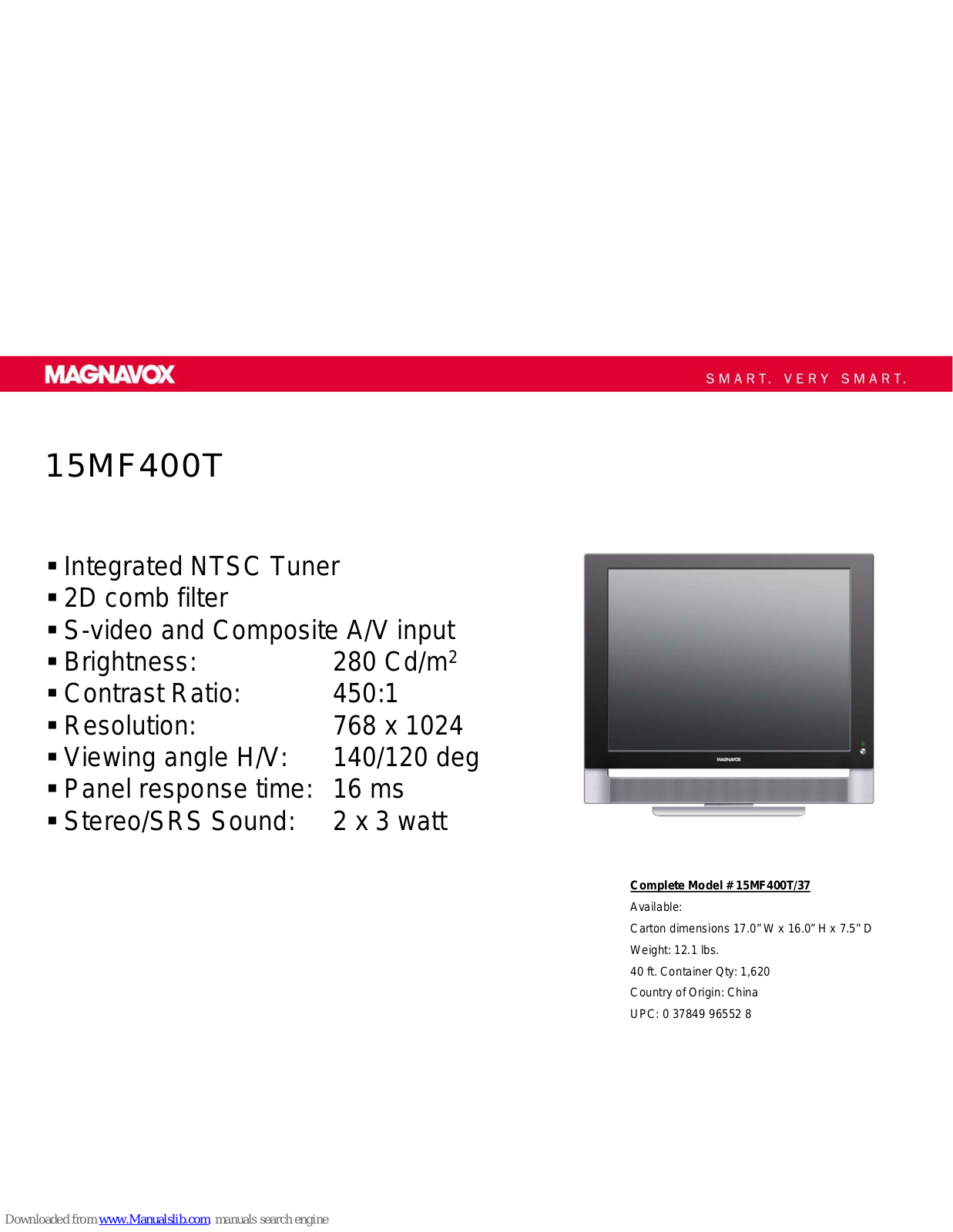 Magnavox 15MF400T Specifications