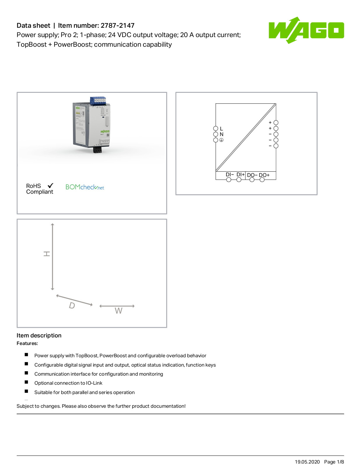 Wago 2787-2147 Data Sheet