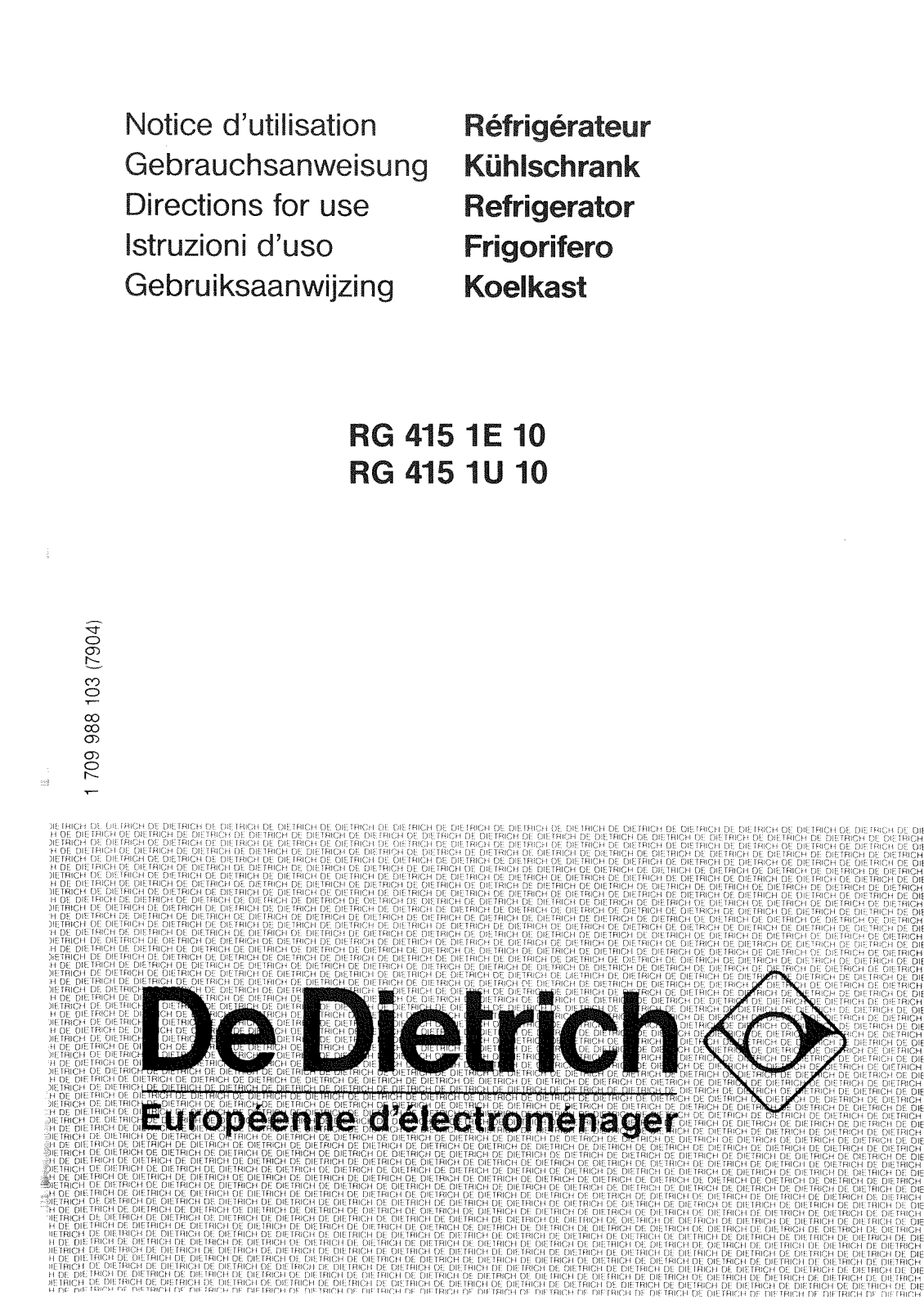 DE DIETRICH RG4144 User Manual