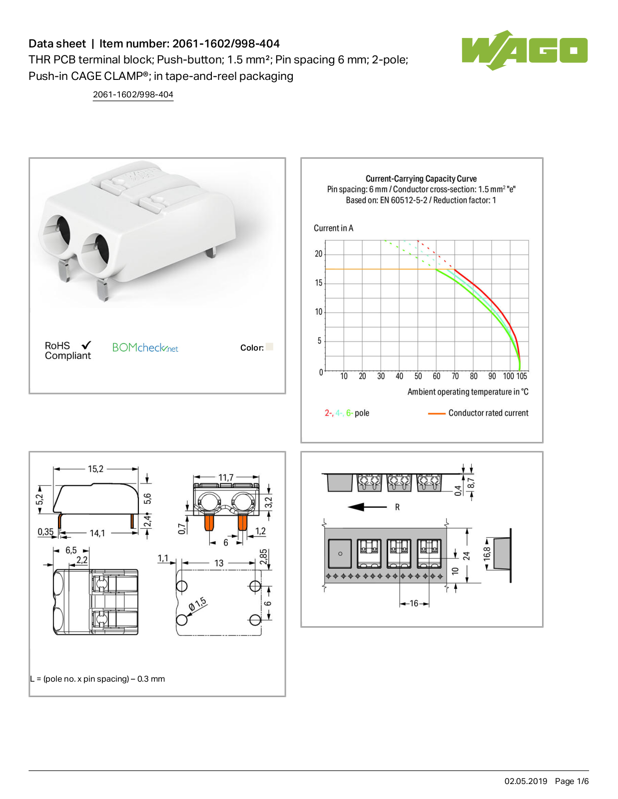 Wago 2061-1602/998-404 Data Sheet