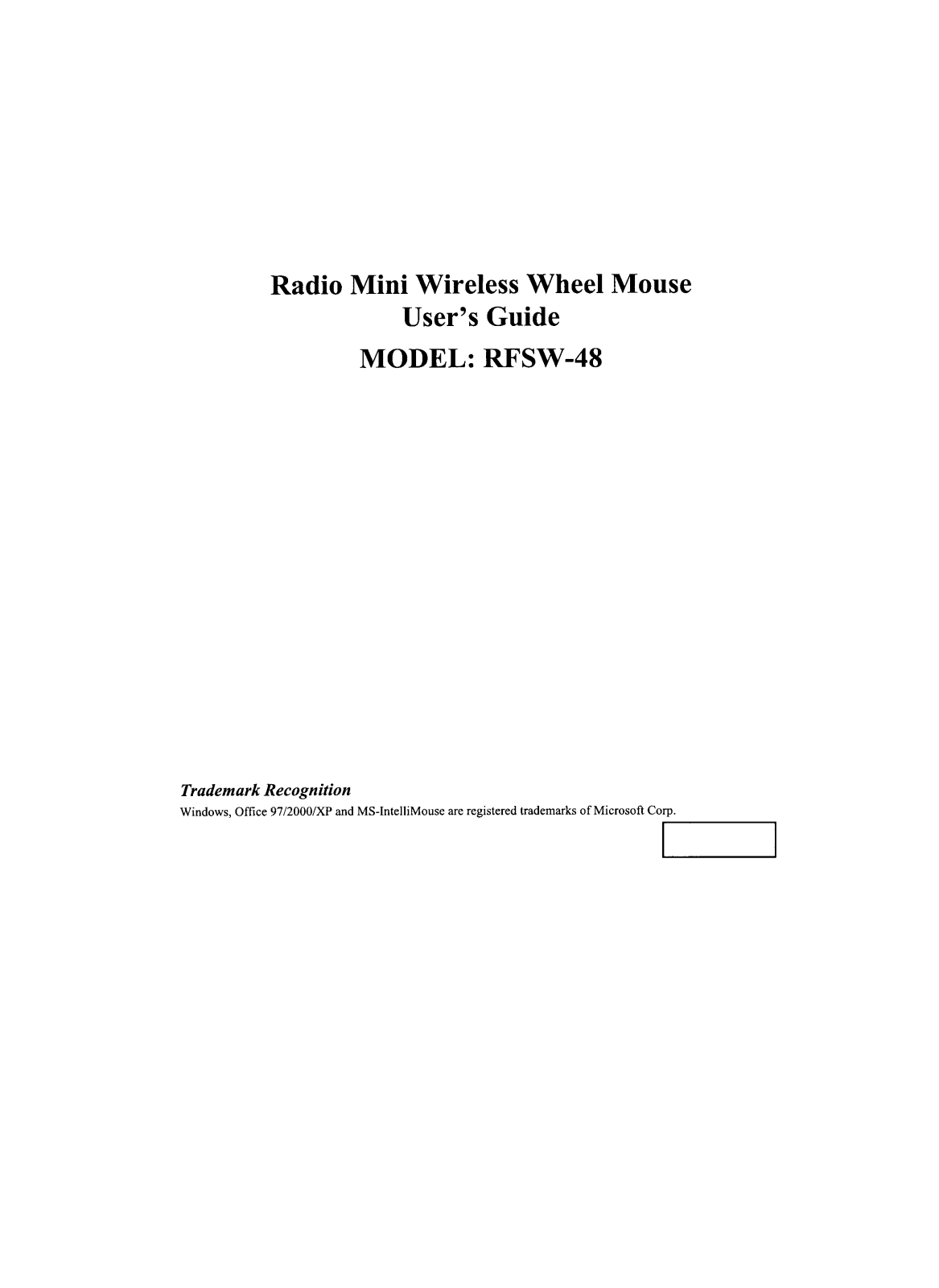 A4Tech RSW48 User Manual