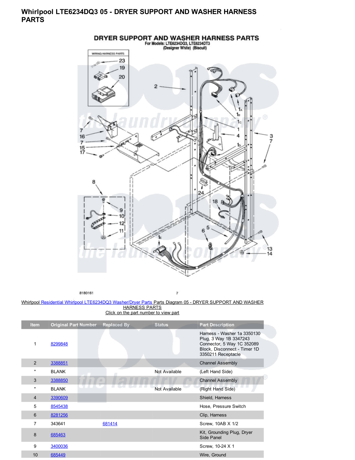 Whirlpool LTE6234DQ3/Dryer Parts Diagram