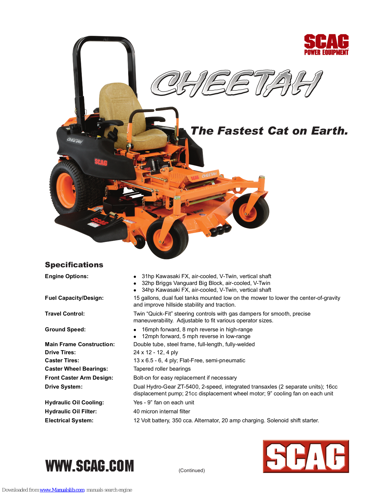 Scag Power Equipment CHEETAH Specifications - ManualMachine.com