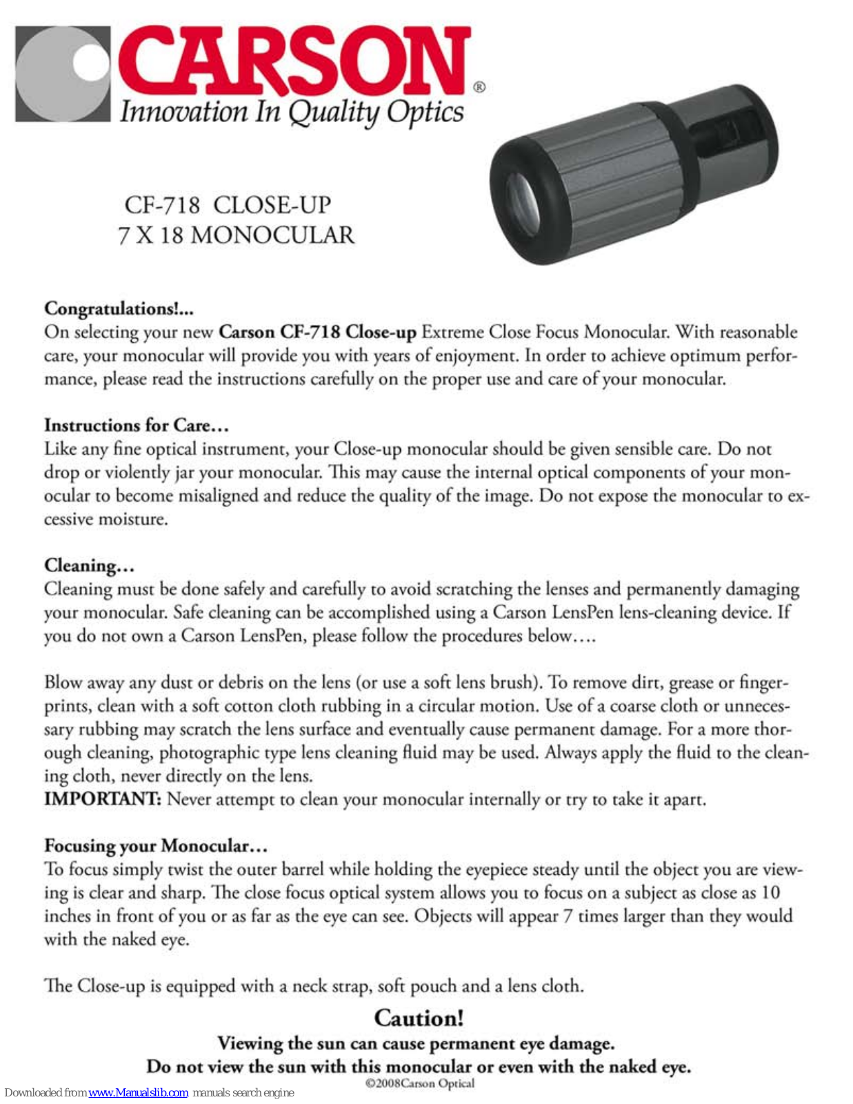 Carson CF-718 Close-up User Manual