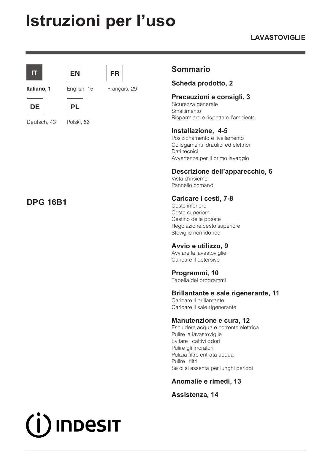 Indesit DPG-16B1-A-K-EU User Manual