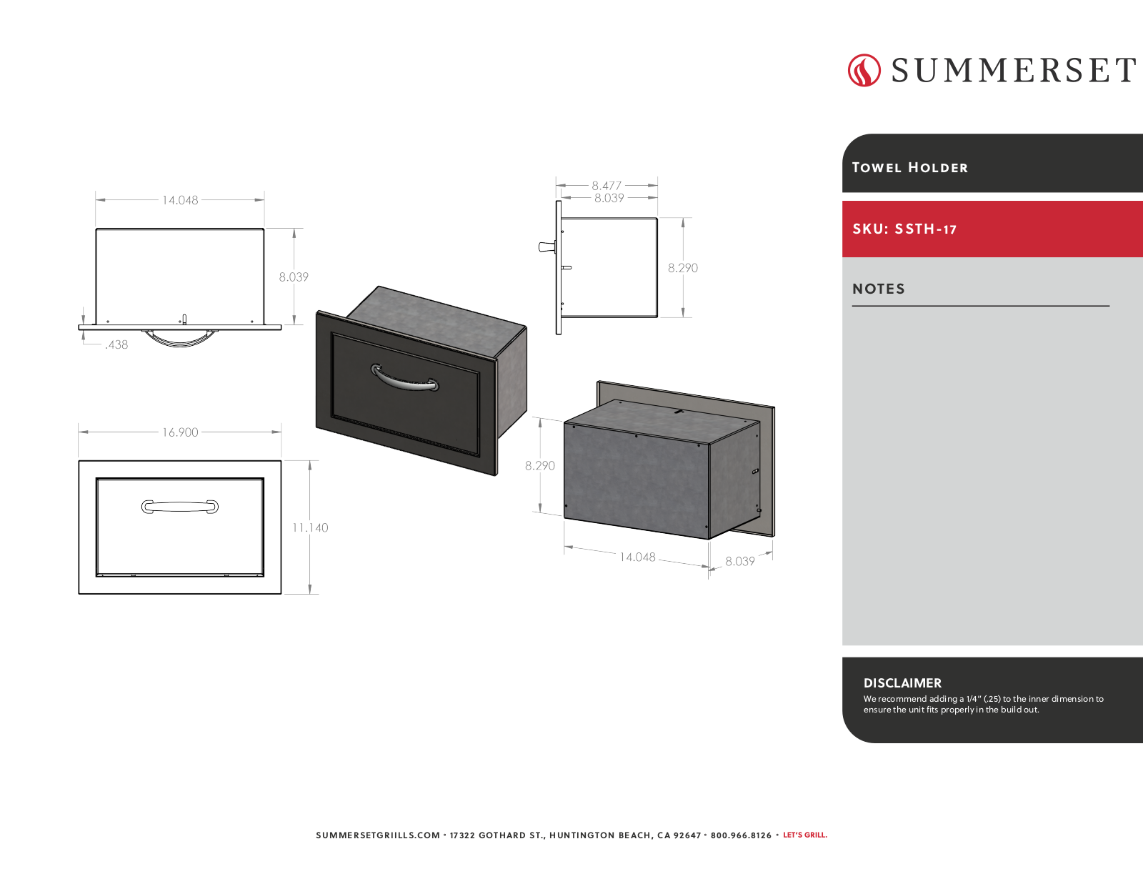 Summerset SSTH-17 Line Drawing - ManualMachine.com