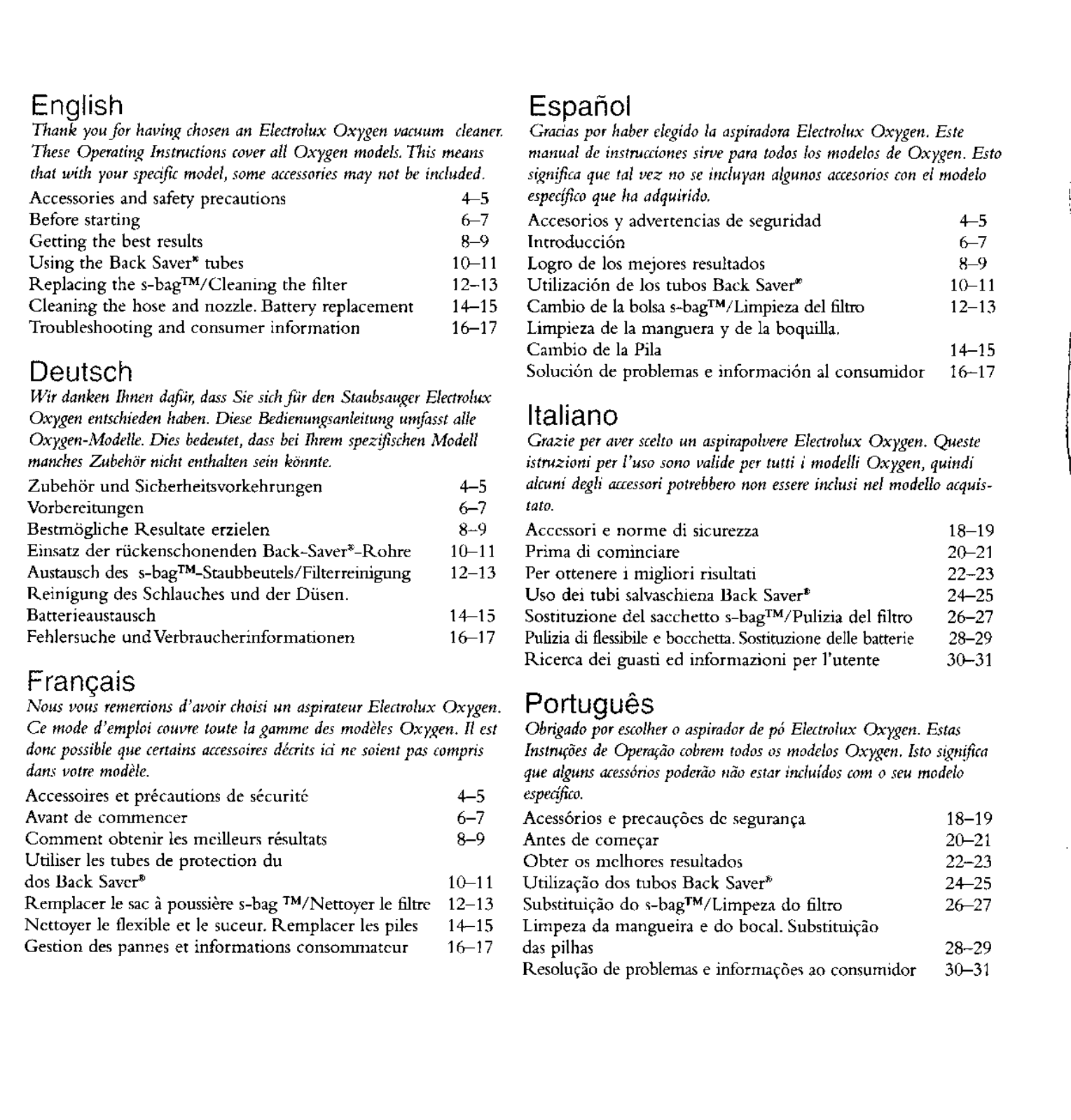 AEG-Electrolux Z5652, Z5639, Z5624, Z5637, Z5626 User Manual