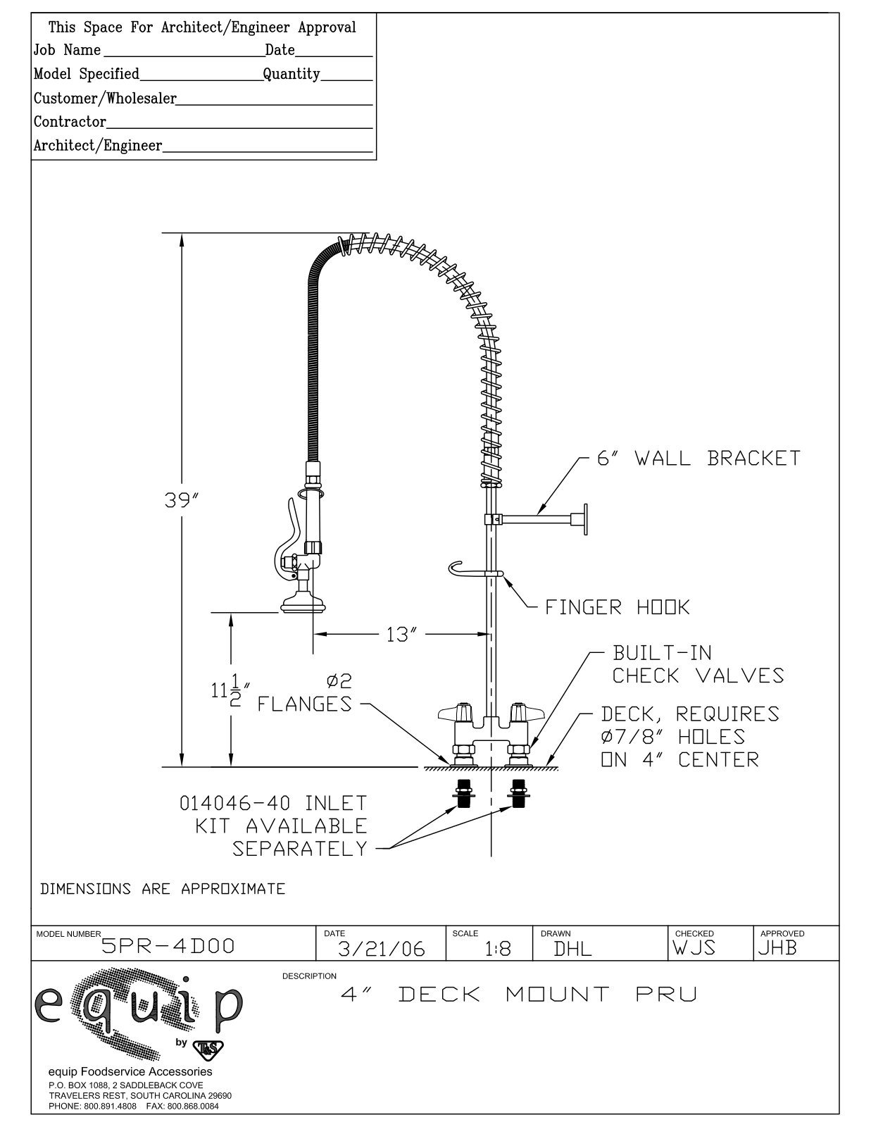 T & S Brass & Bronze Works 5PR-4D00 General Manual