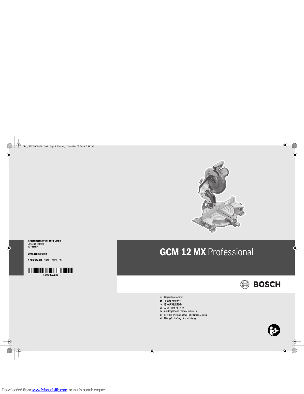 Bosch GCM 12 MX Professional Original Instructions Manual