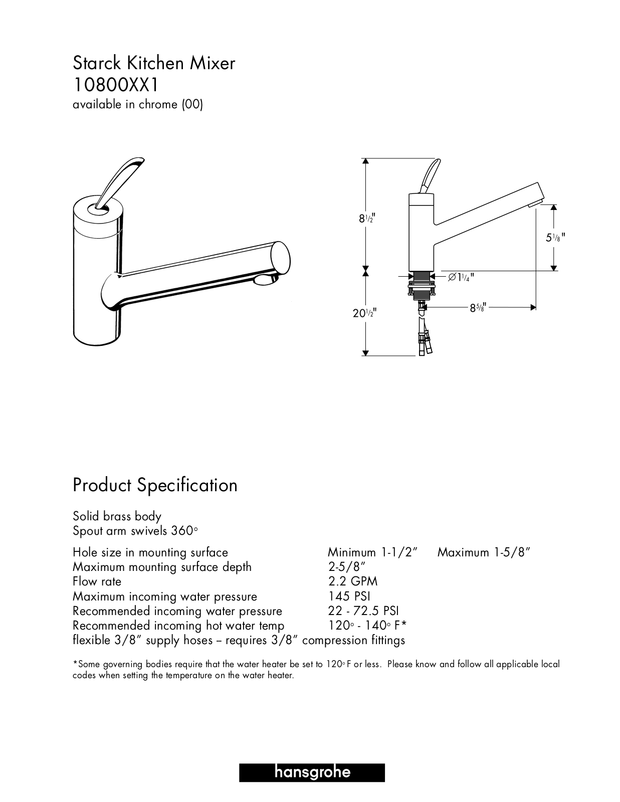 Hans Grohe 10800XX1 User Manual