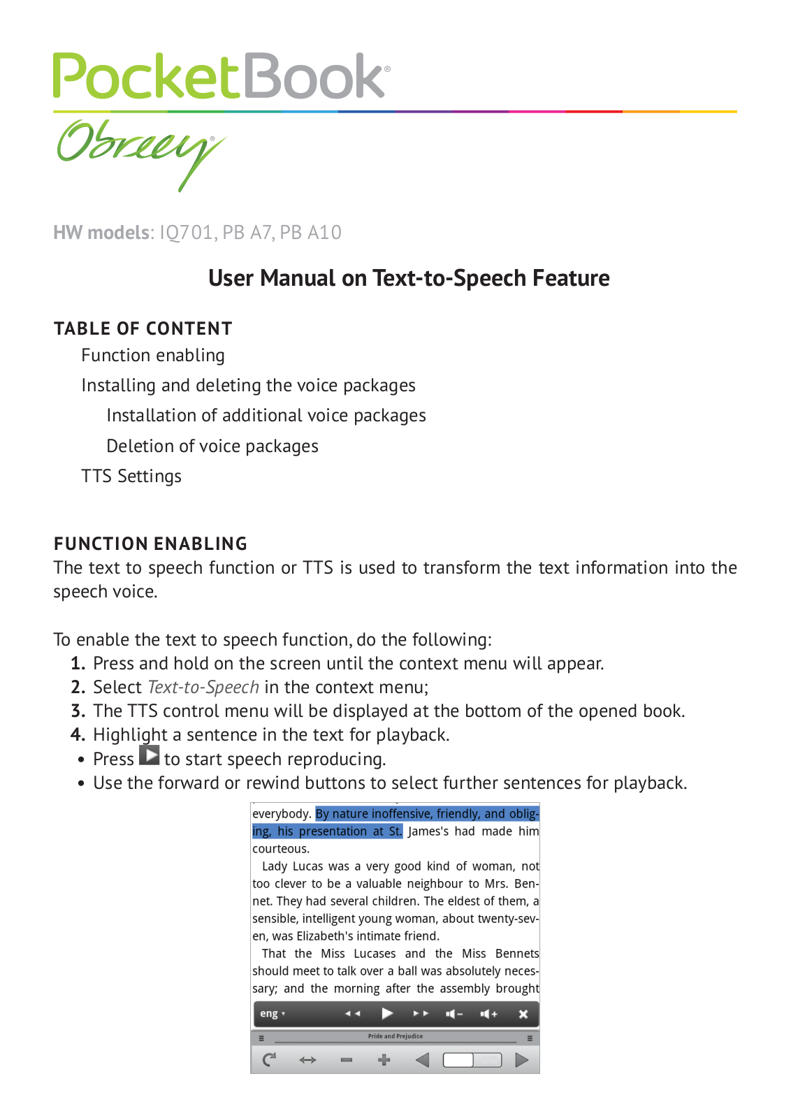 Pocketbook IQ701, A7, A10 User Manual