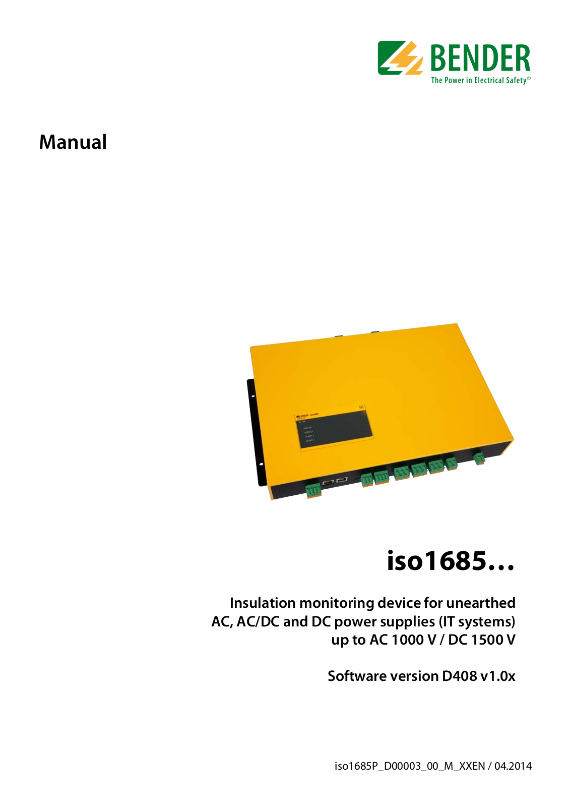 Bender iso1685 Series Manual