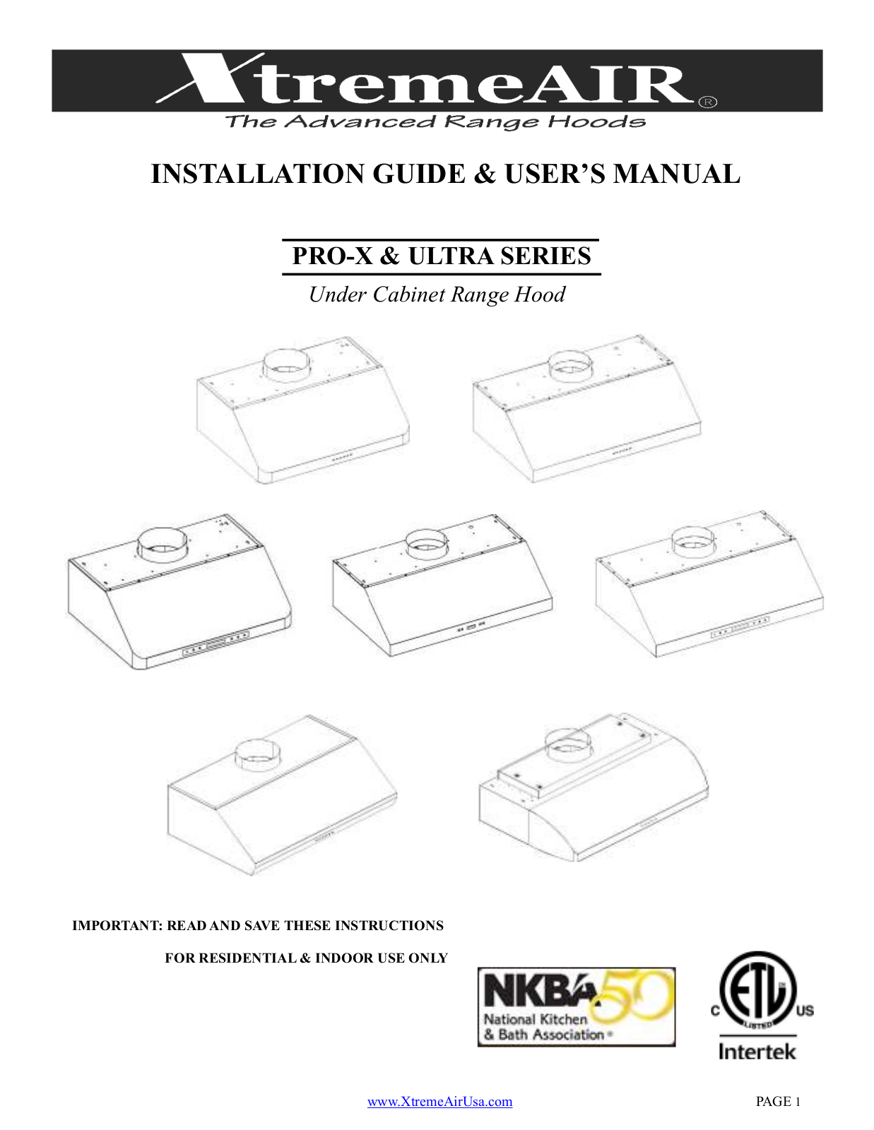 XtremeAir UL10U36, DL09W48, UL11U36, UL14U36 User Manual