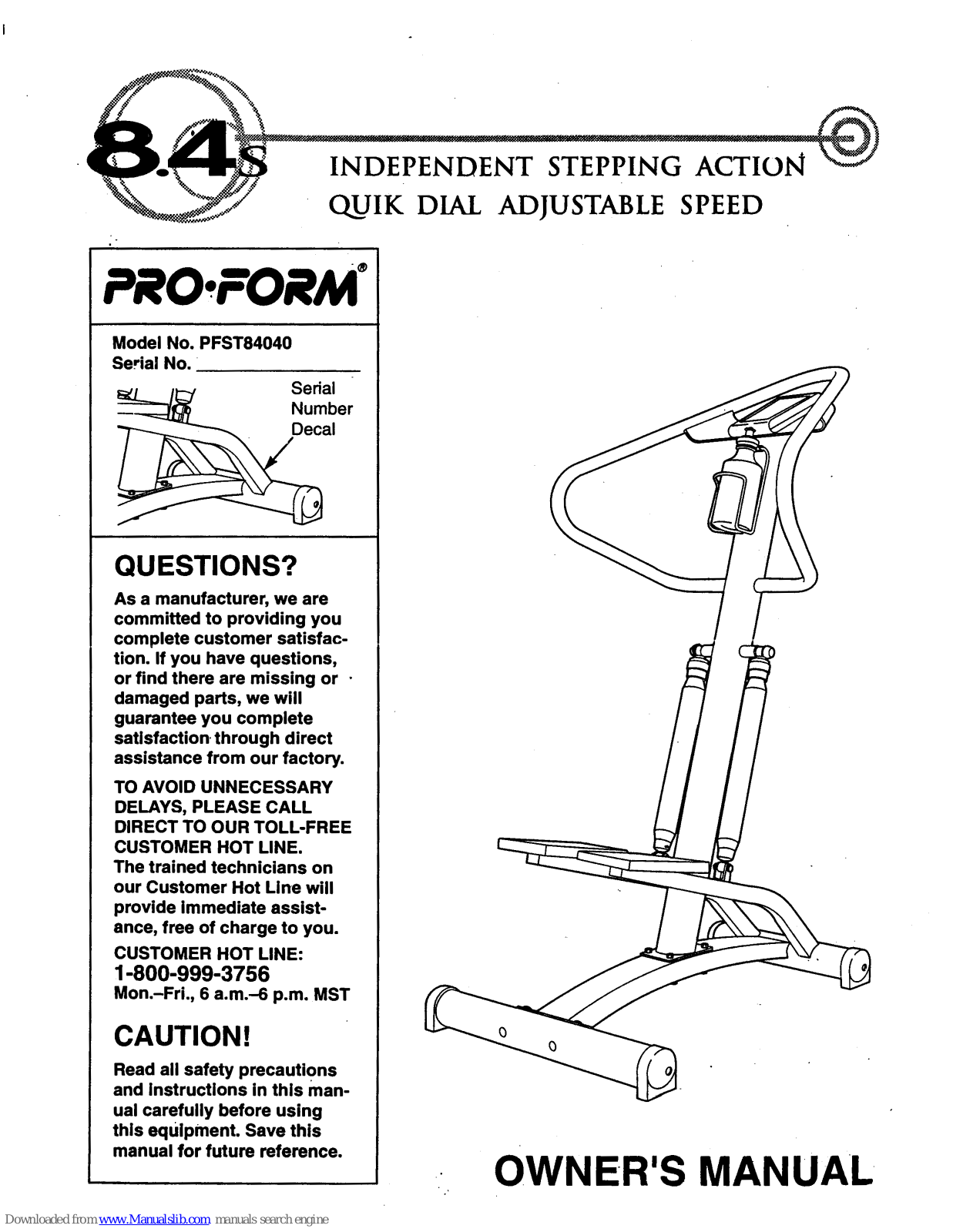 Pro-Form 8.4s, PFST84040 User Manual